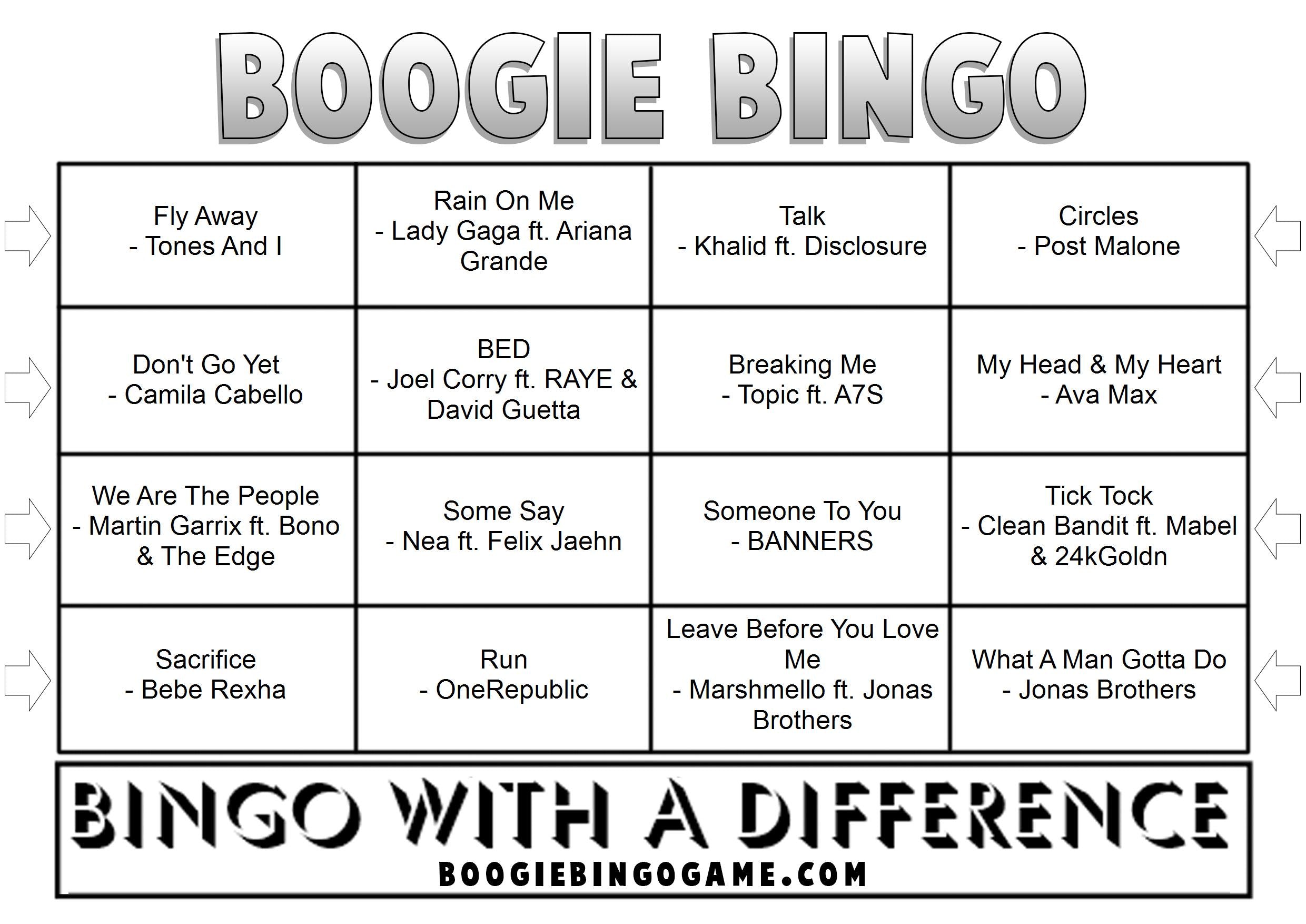 Game 119 | Movers And Groovers | Boogie Bingo | Printable Music Bingo Tickets