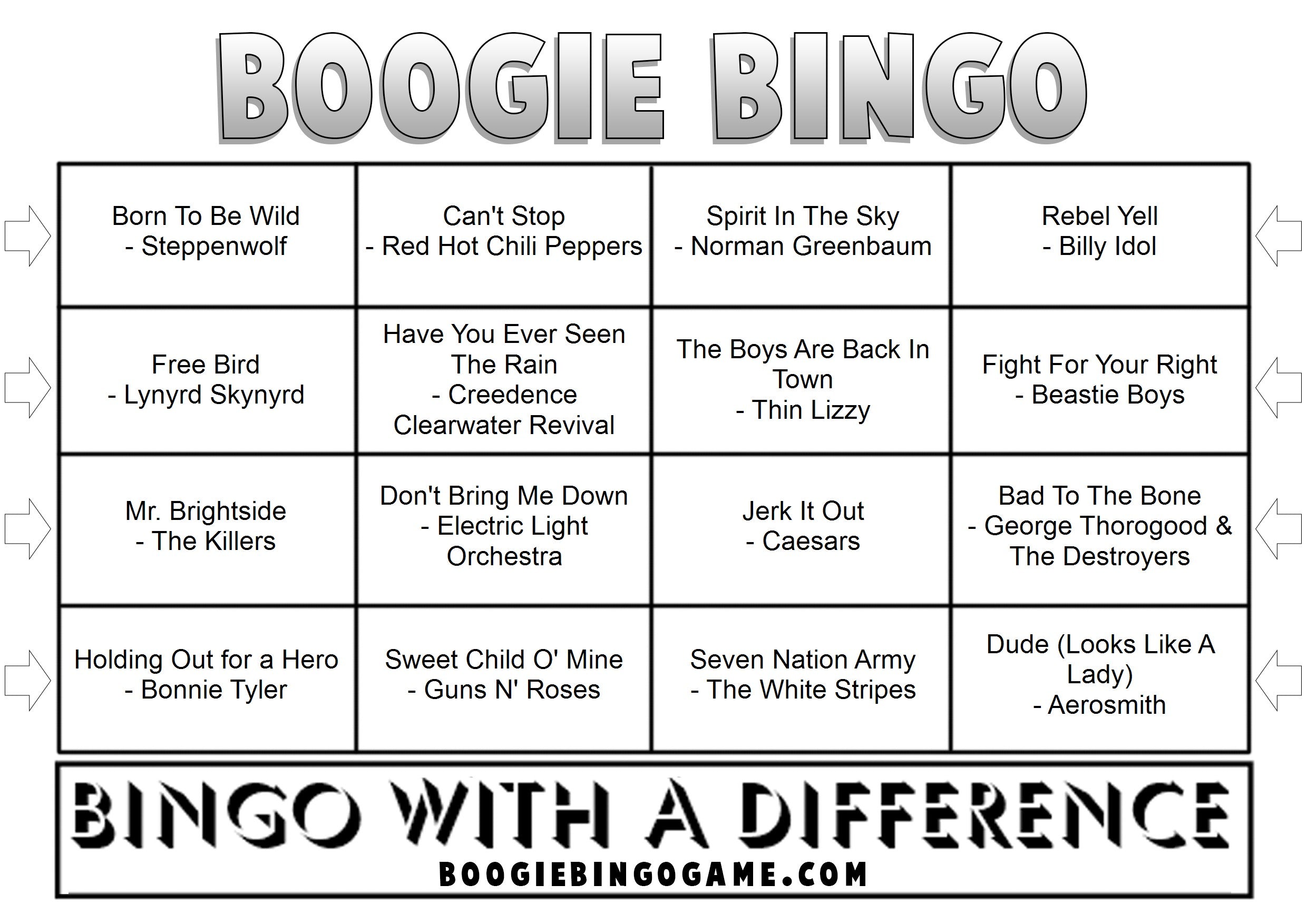 Game 129 | Rock Legends | Boogie Bingo | Printable Music Bingo Tickets