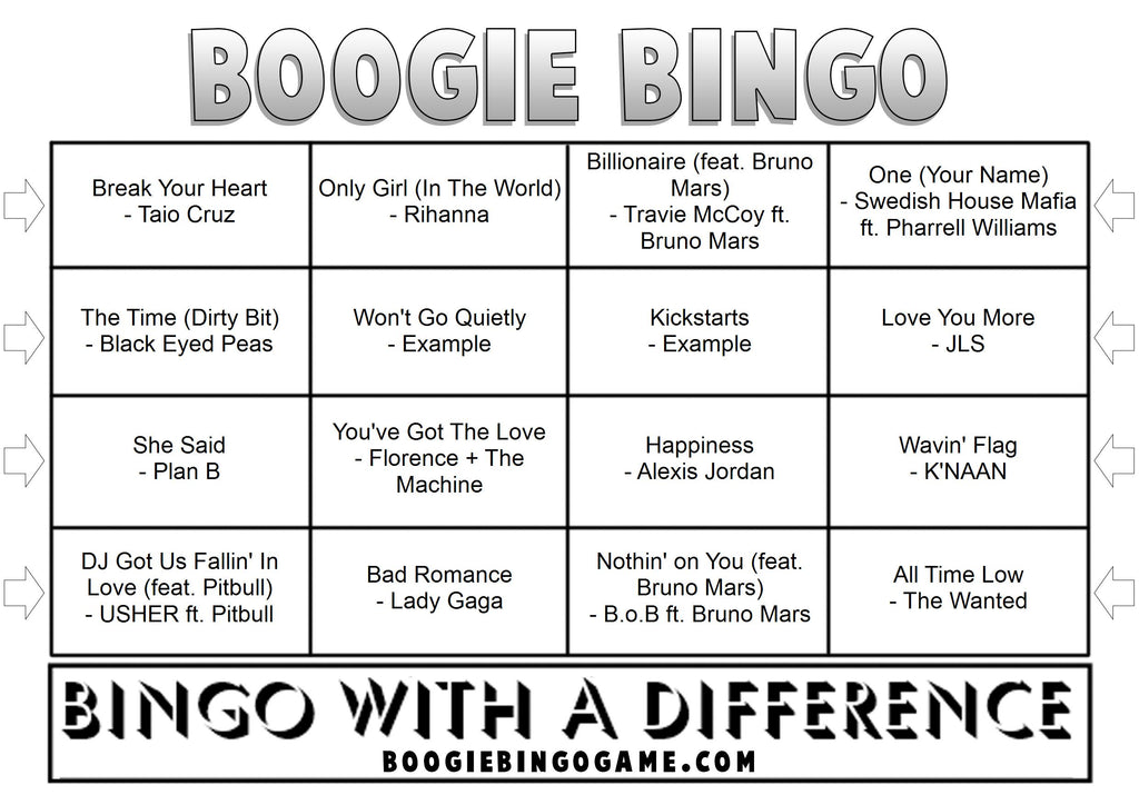 Game 113 | 2010s UK Chart Hits | Boogie Bingo | Printable Music Bingo Tickets