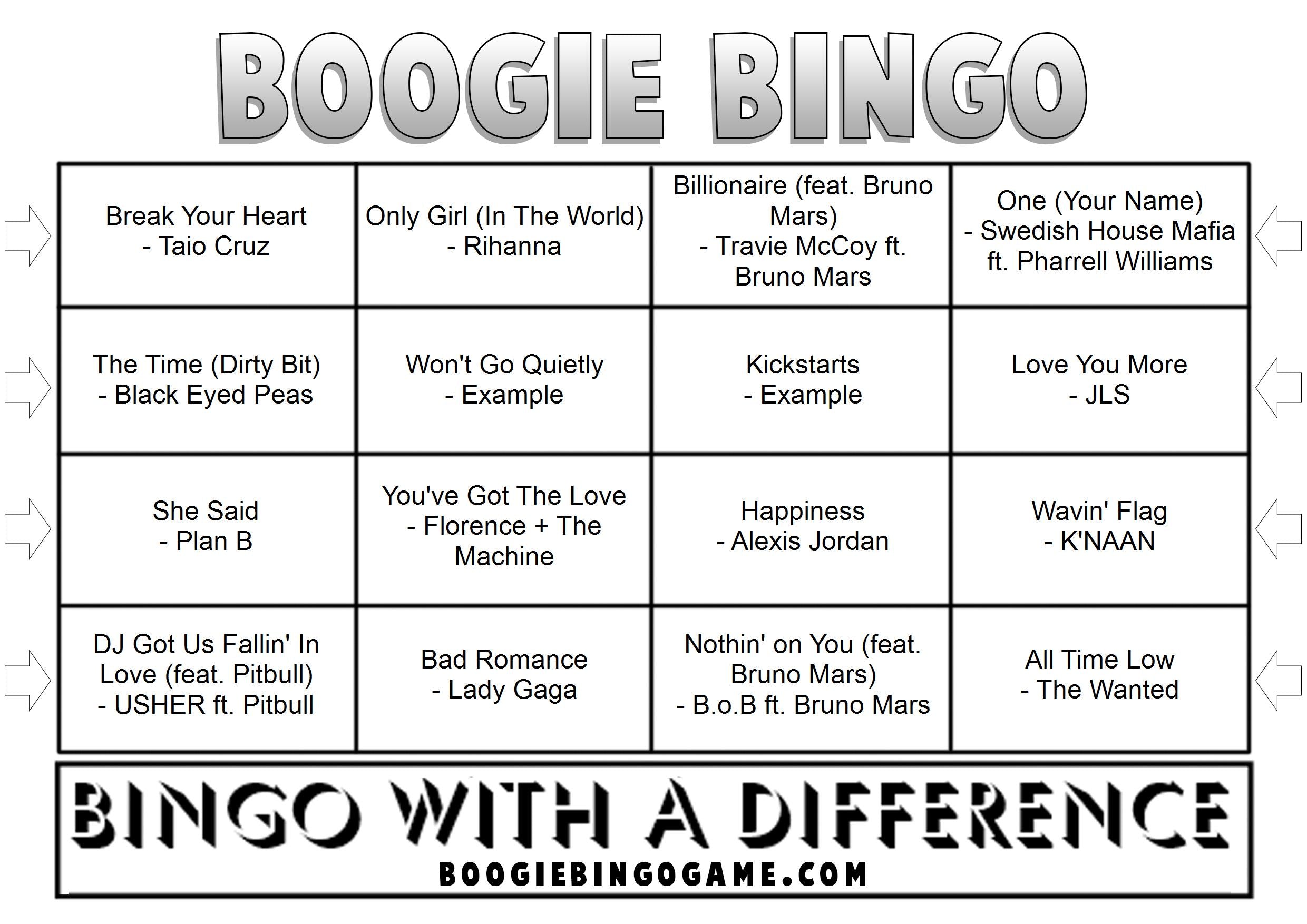 Game 113 | 2010s UK Chart Hits | Boogie Bingo | Printable Music Bingo Tickets