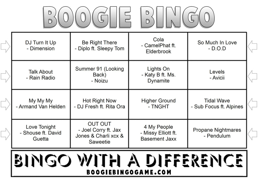 Game 105 | Dance Anthems | Boogie Bingo | Printable Music Bingo Tickets