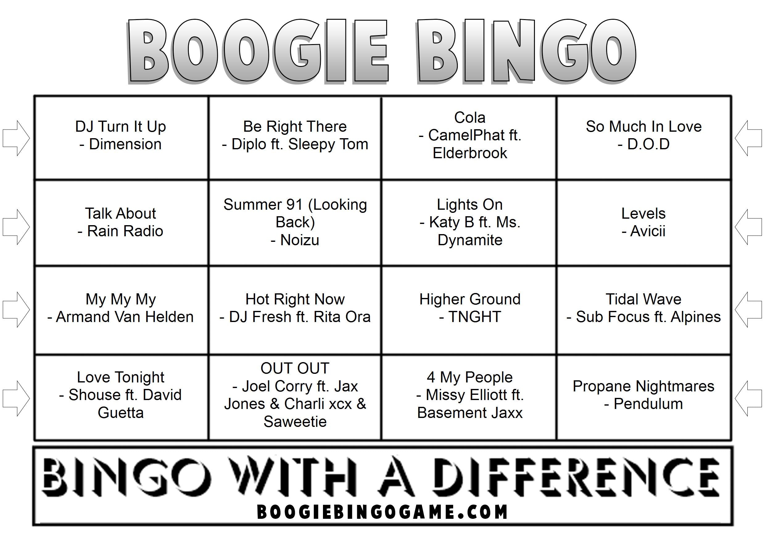Game 105 | Dance Anthems | Boogie Bingo | Printable Music Bingo Tickets