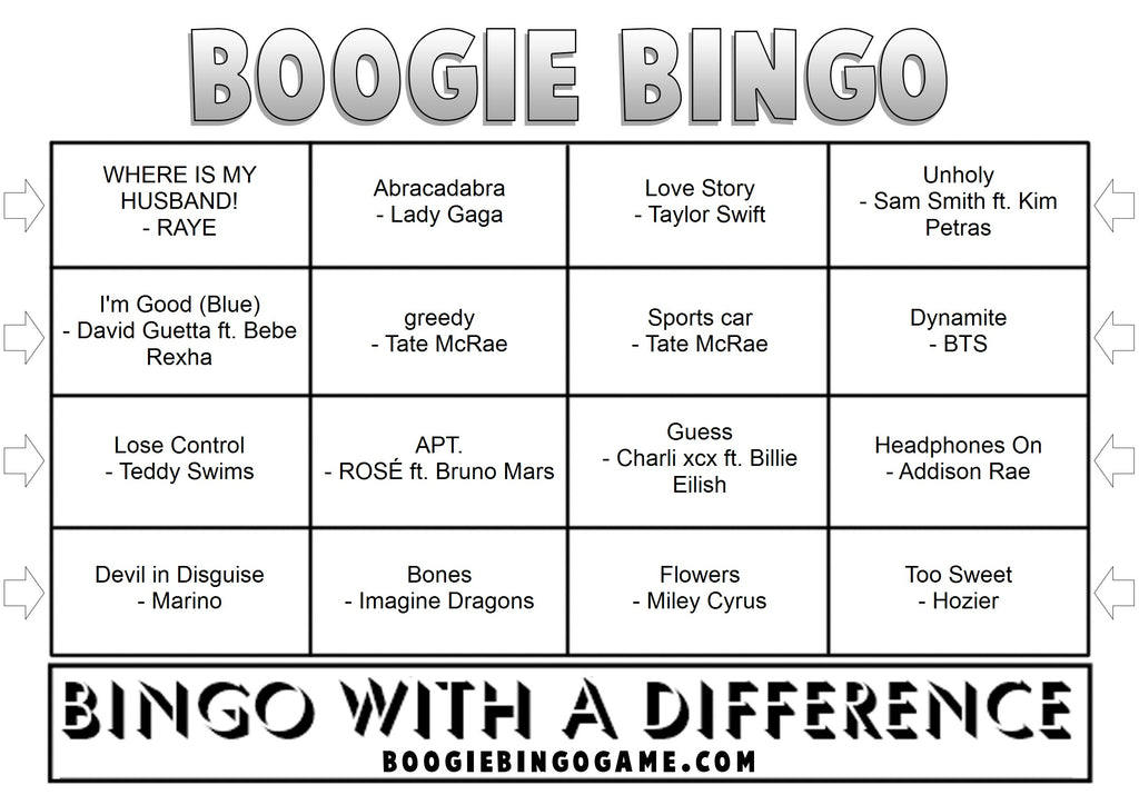 Game 127 | 2020s Hits | Boogie Bingo | Printable Music Bingo Tickets