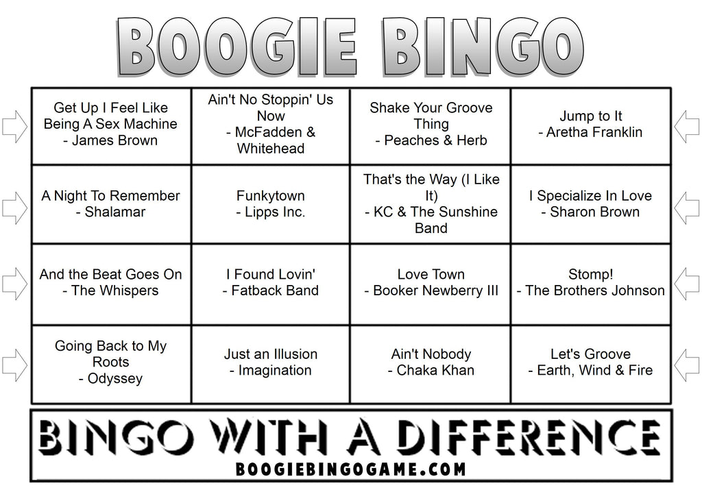 Game 106 | Funky Disco | Boogie Bingo | Printable Music Bingo Tickets