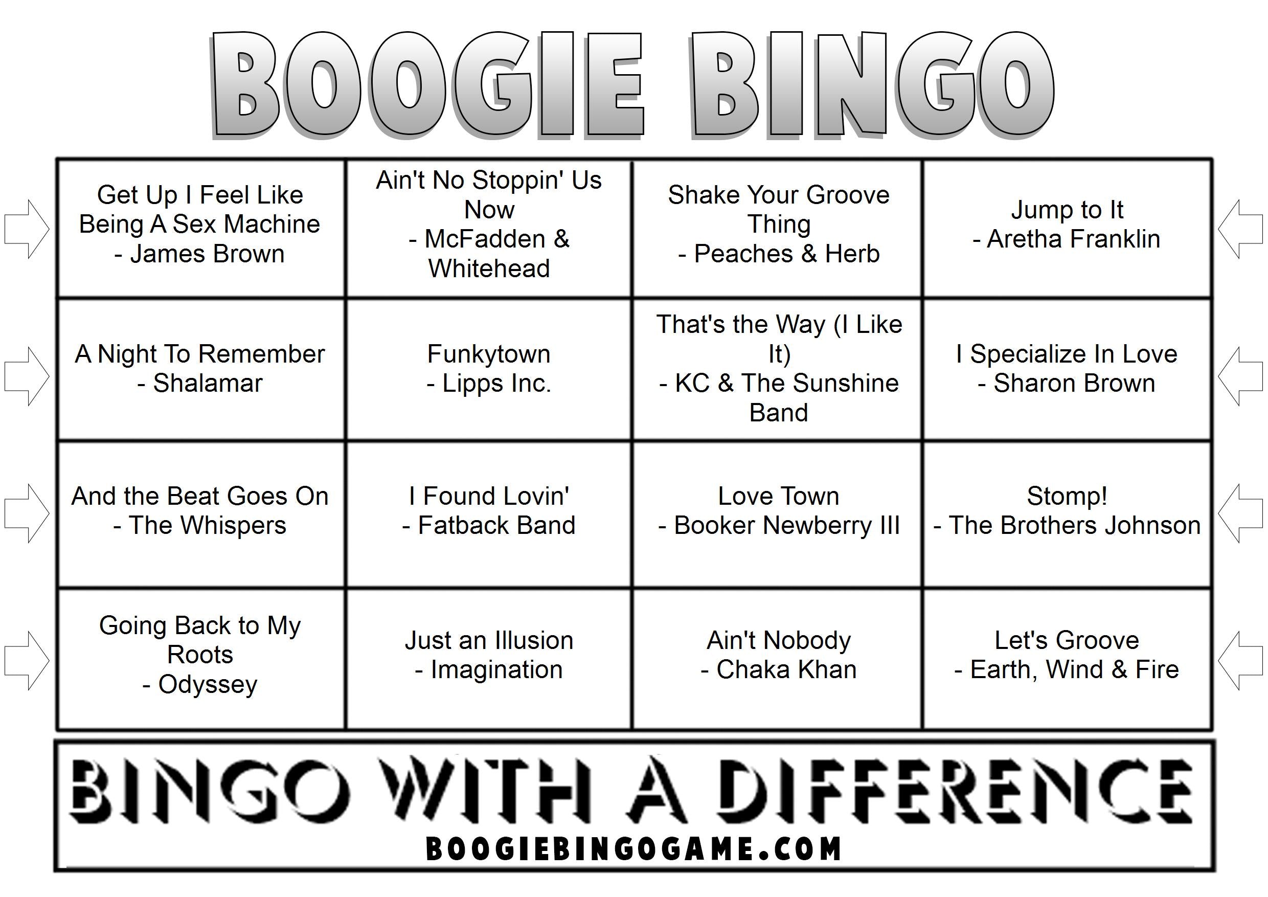 Game 106 | Funky Disco | Boogie Bingo | Printable Music Bingo Tickets