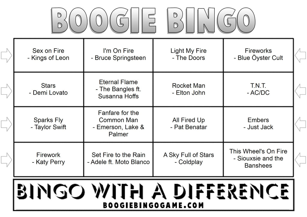 Game 140 | Bonfire Night | Boogie Bingo | Printable Music Bingo Tickets