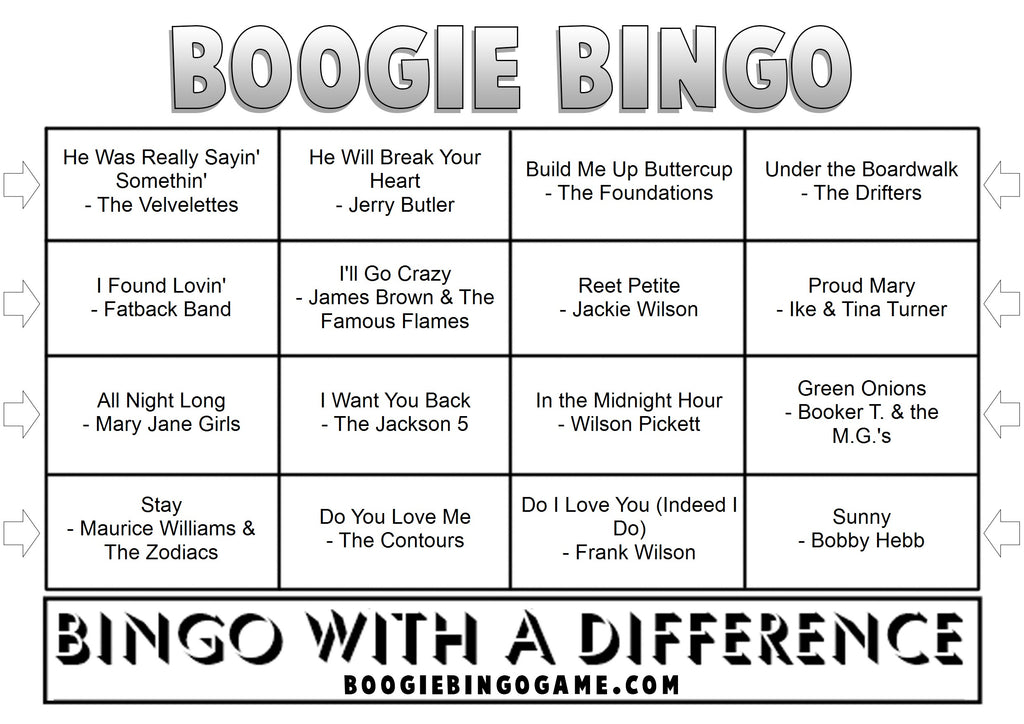 Game 136 | Soul Classics | Boogie Bingo | Printable Music Bingo Tickets