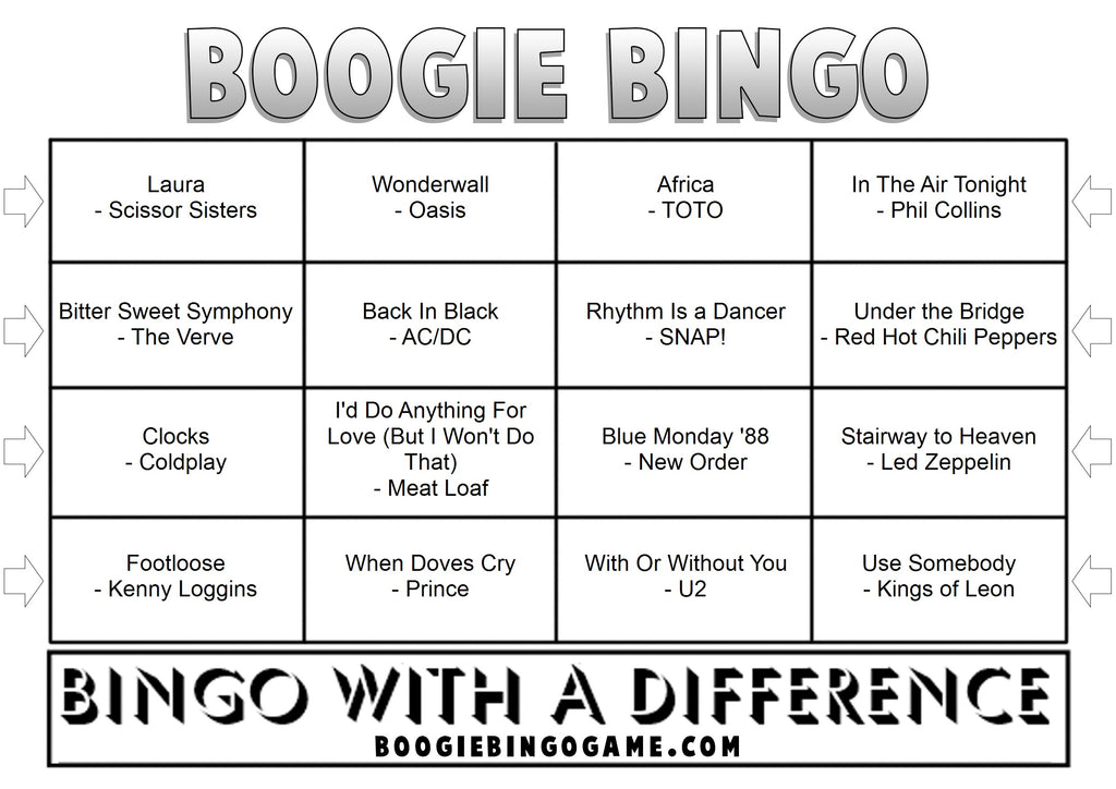 Pub Quiz Classics Music Bingo | Printable Game with Iconic Intros - Sample Card