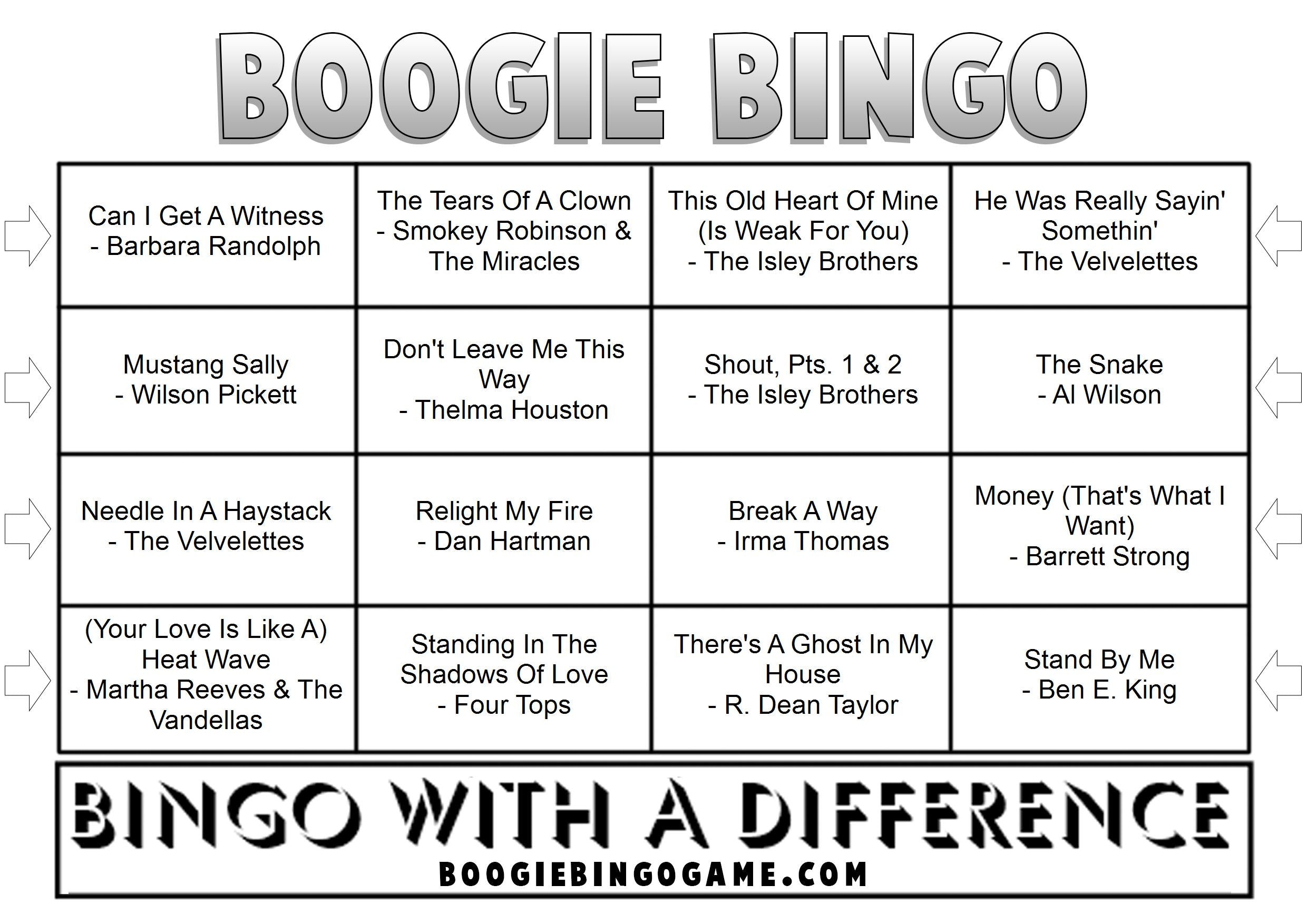 Game 123 | Soul, Motown And Northern Soul Classics | Printable Music Bingo Tickets