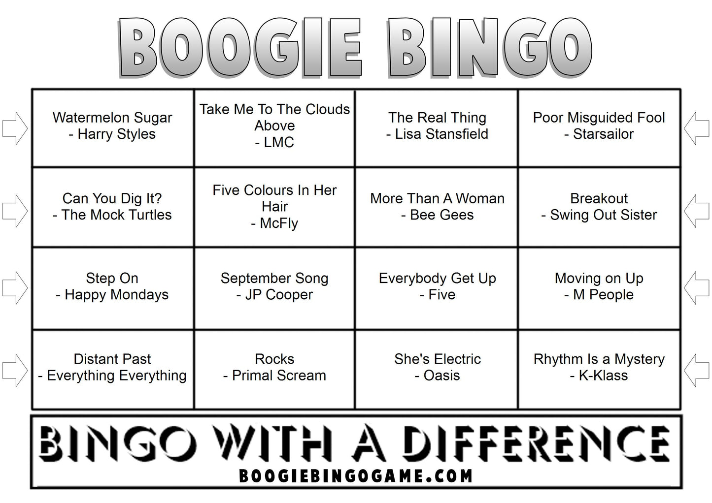 Game 110 | Mad For It | Boogie Bingo | Printable Music Bingo Tickets