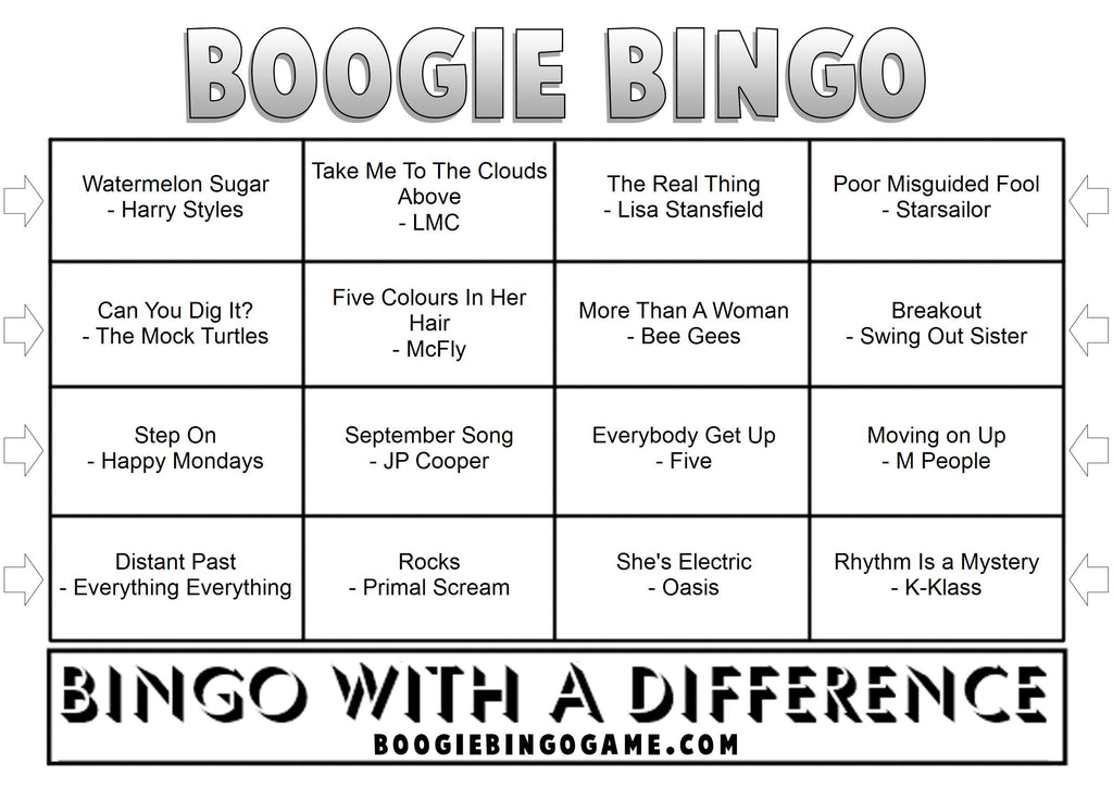 Game 110 | Mad For It | Boogie Bingo | Printable Music Bingo Tickets