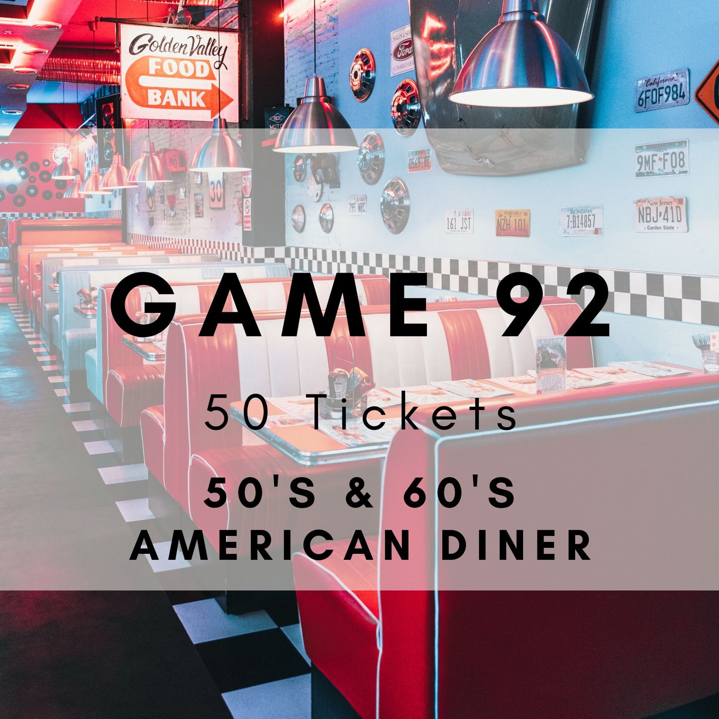 Game 92 | 50s and 60s American Diner | Boogie Bingo | Printable Music Bingo Tickets