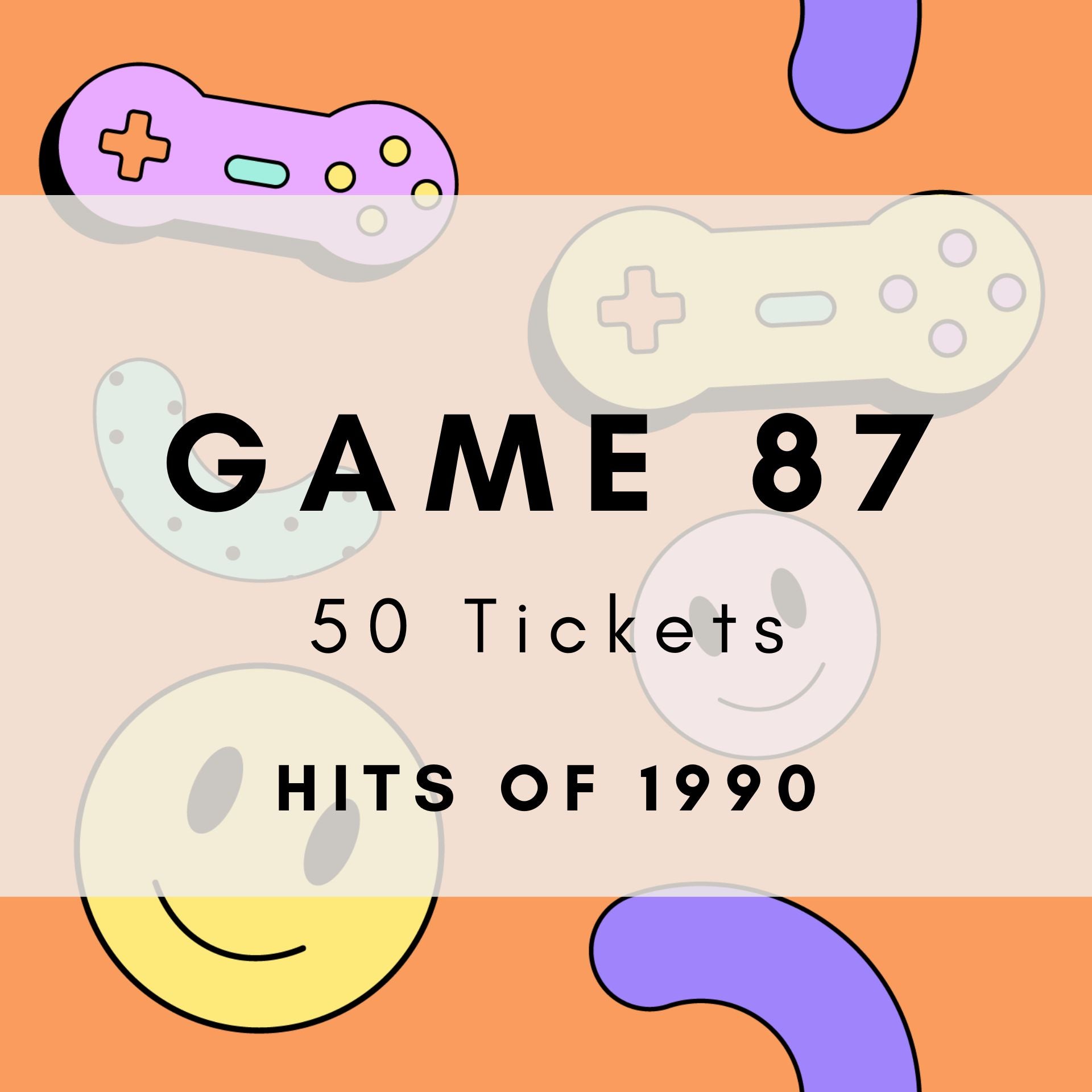 Game 87 | Hits of 1990 | Boogie Bingo | Printable Music Bingo Tickets