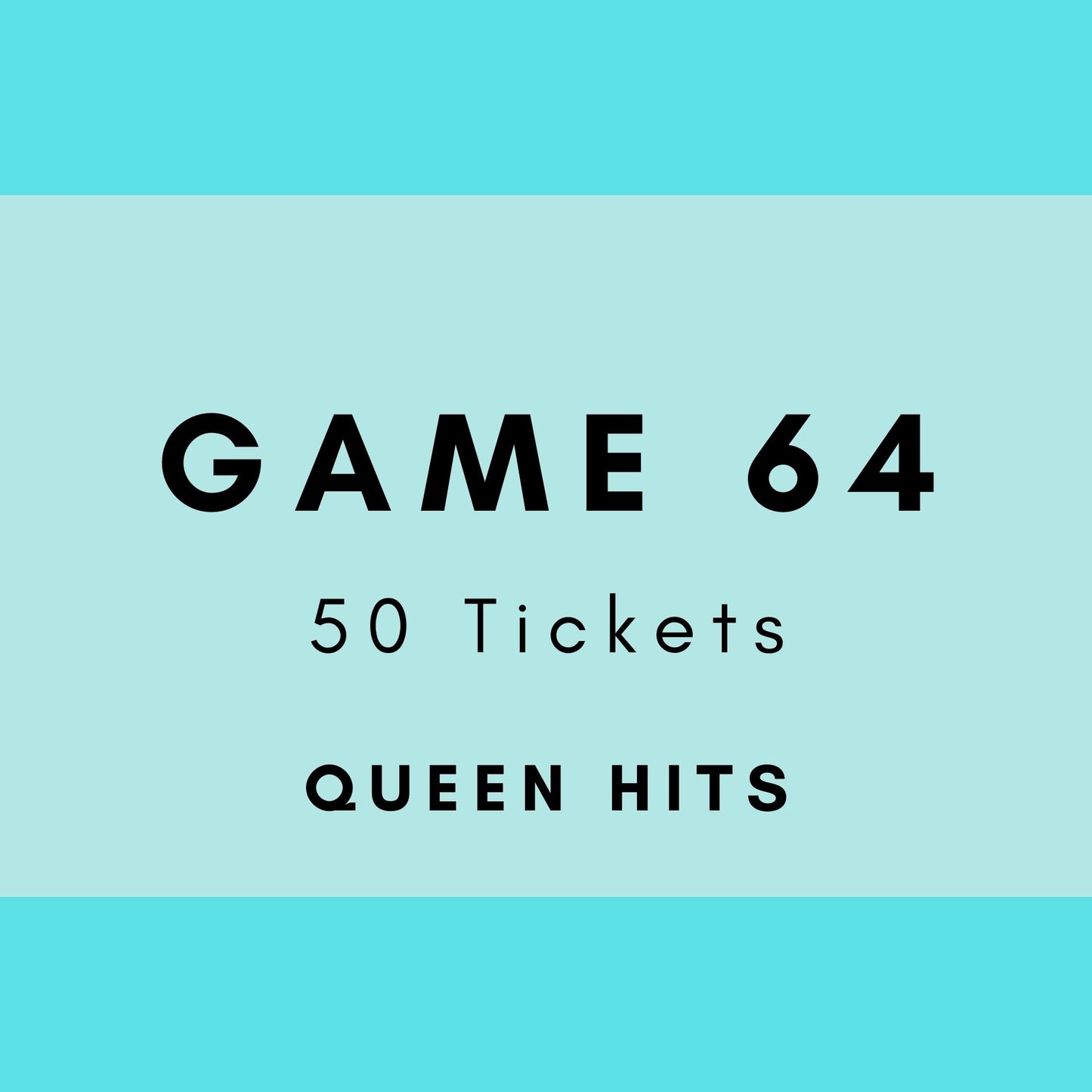 Game 64 | Queen Hits | Boogie Bingo | Printed Music Bingo Tickets