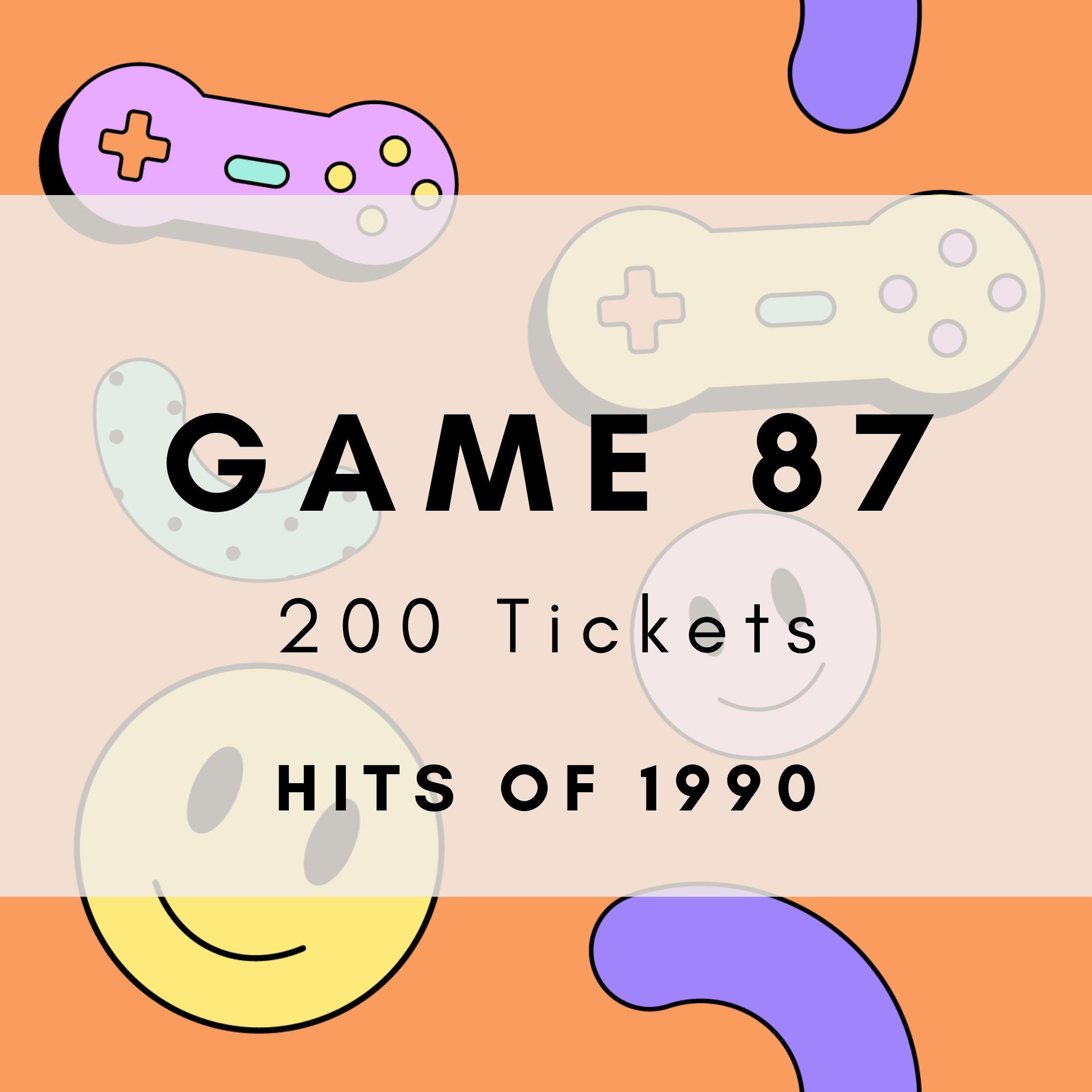 Game 87 | Hits of 1990 | Boogie Bingo | Printable Music Bingo Tickets