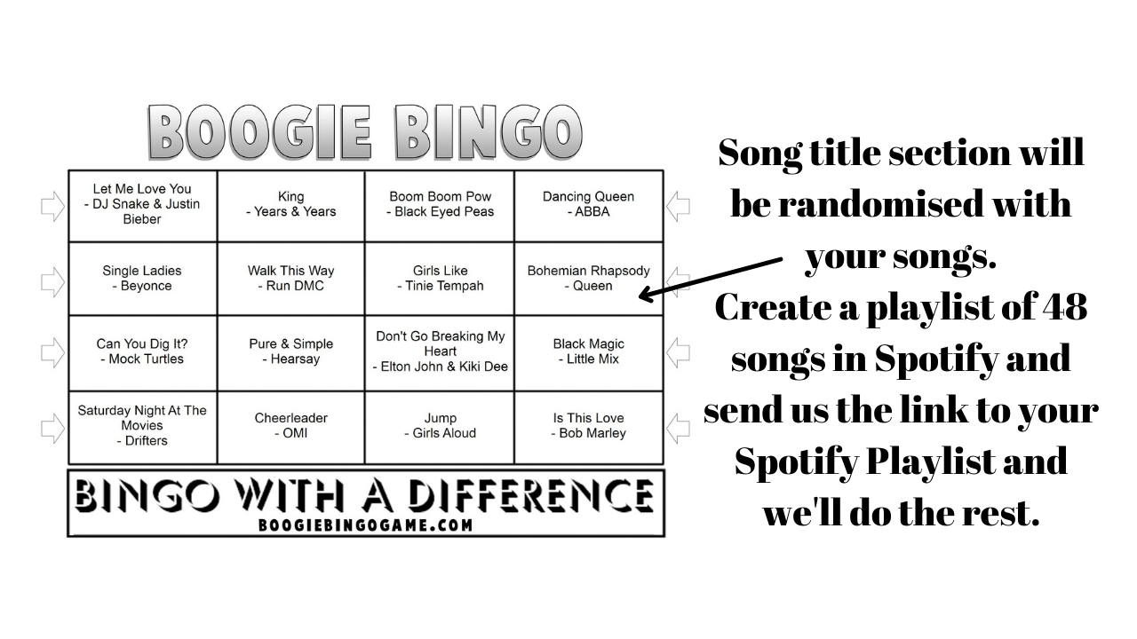 Custom Music Bingo Tickets | 50, 100 or 200 Options | Boogie Bingo | Printable Music Bingo Tickets