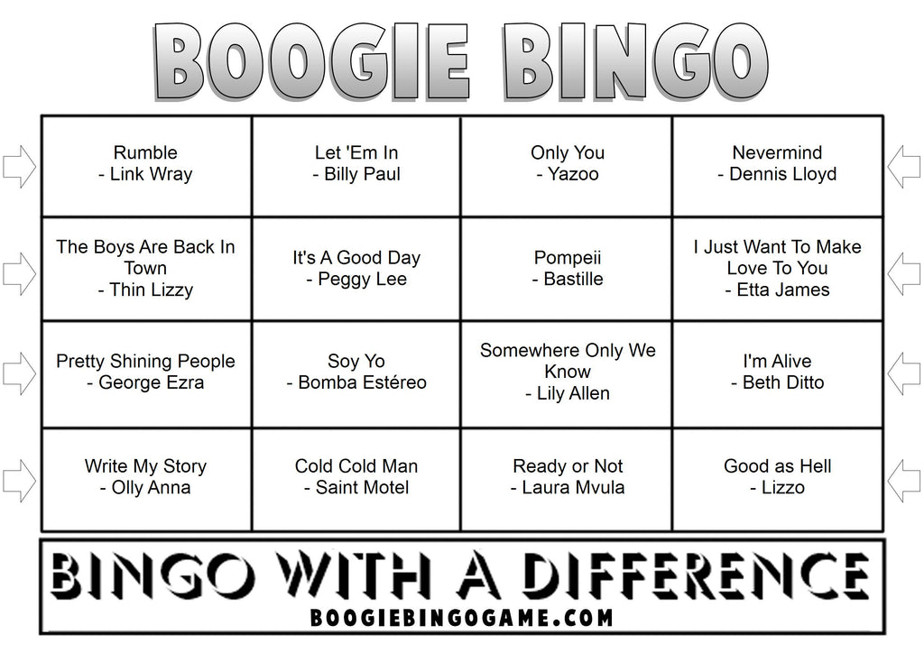Game 58 | Advert Songs | Boogie Bingo | Printable Music Bingo Tickets