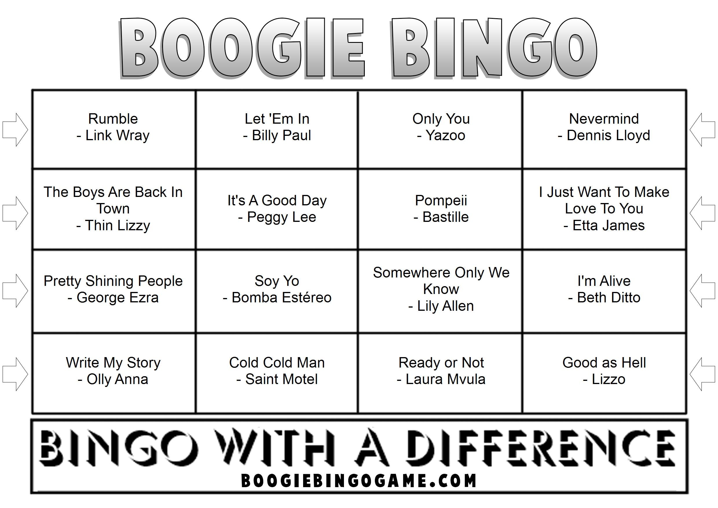 Game 58 | Advert Songs | Boogie Bingo | Printable Music Bingo Tickets