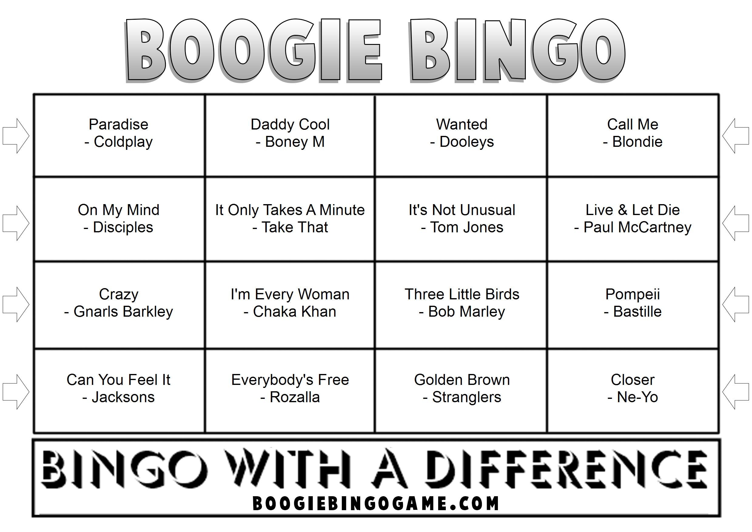 Game 9 | Boogie Bingo | Printable Music Bingo Tickets