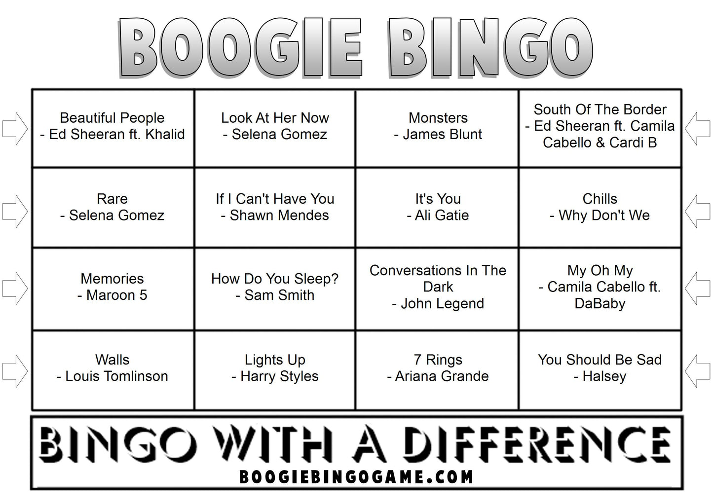 Game 42 | Best of Jan 2020 | Boogie Bingo | Printable Music Bingo Tickets