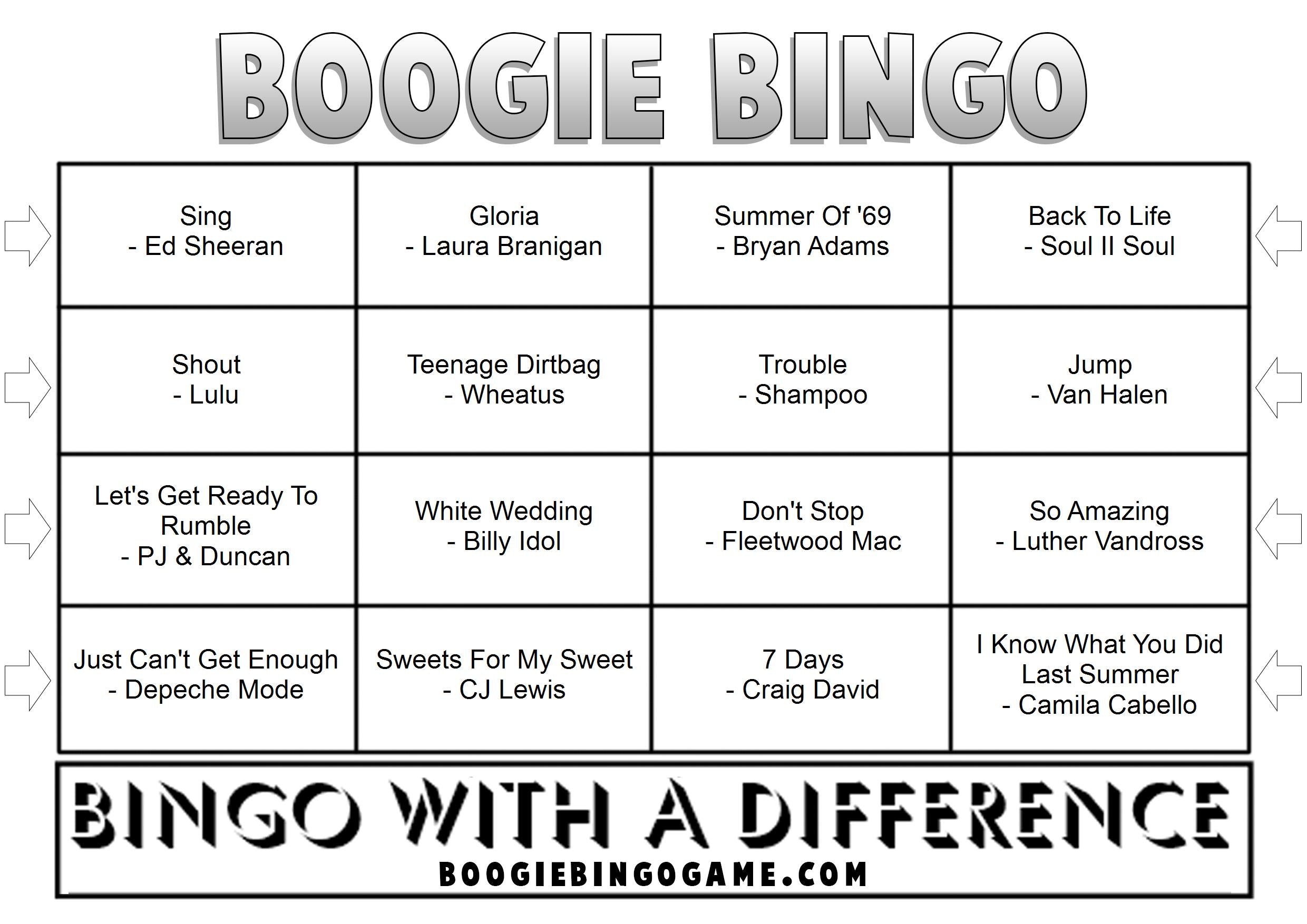 Game 6 | Boogie Bingo | Printable Music Bingo Tickets