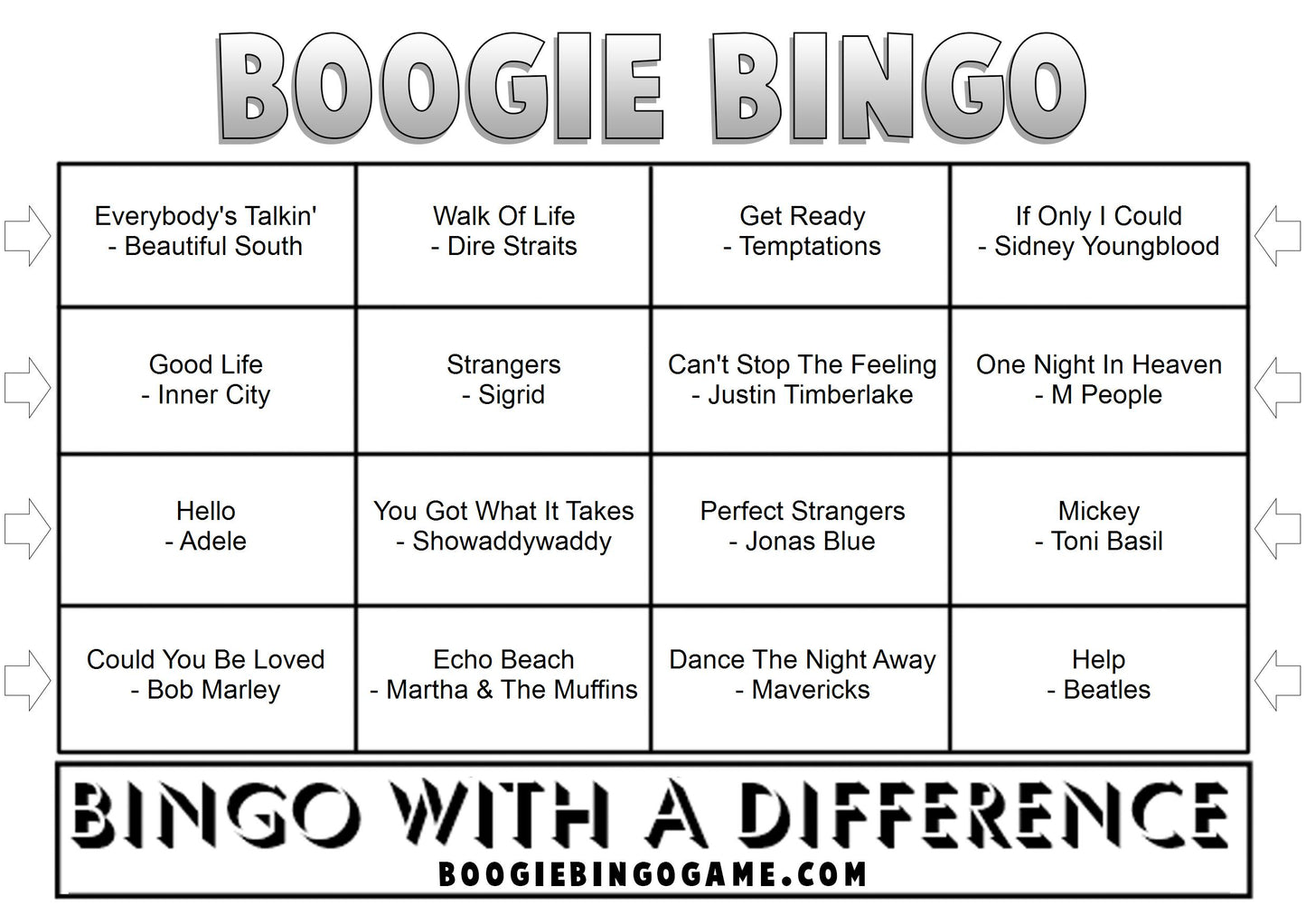 Game 5 | Boogie Bingo | Printable Music Bingo Tickets