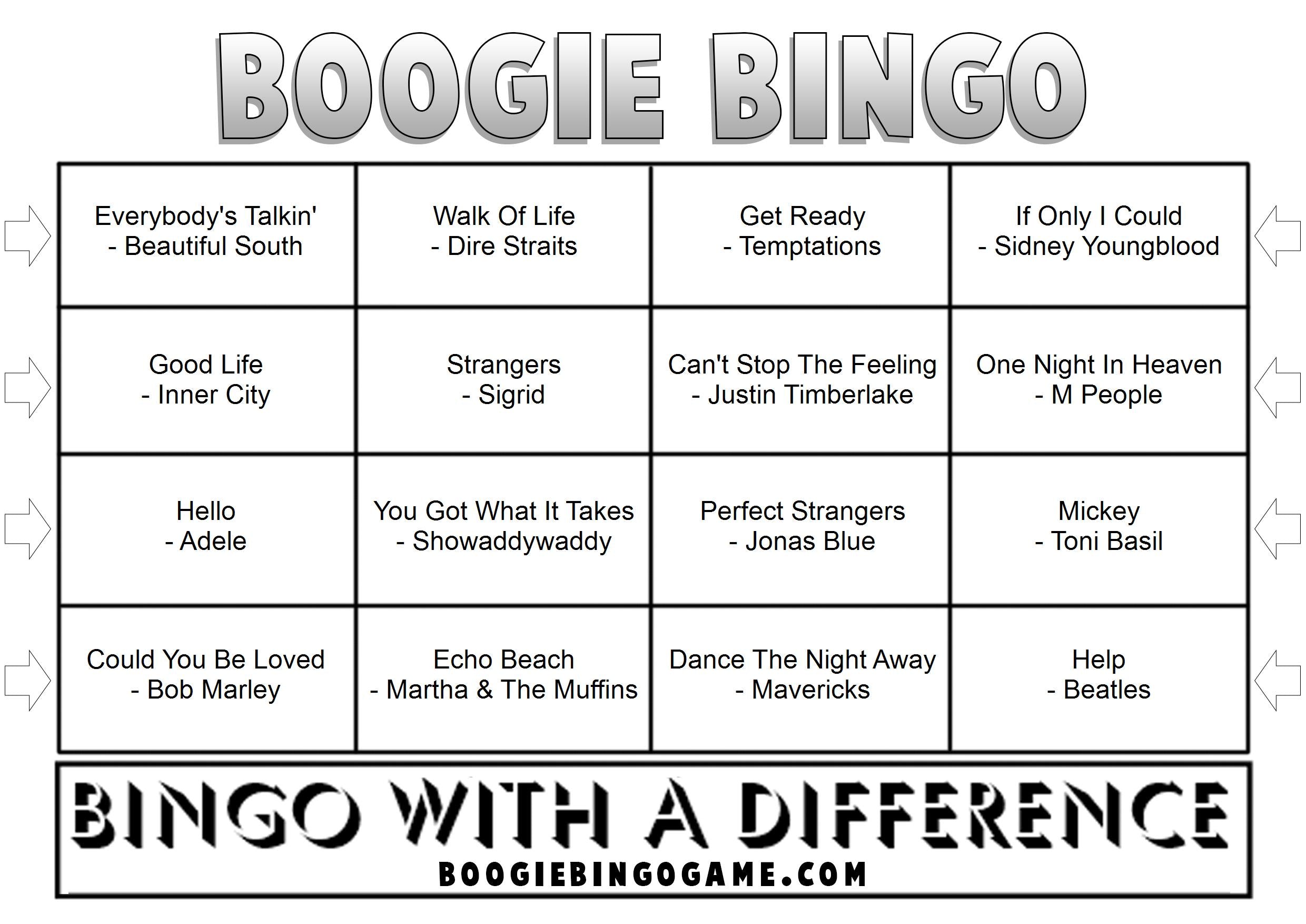 Game 5 | Boogie Bingo | Printable Music Bingo Tickets