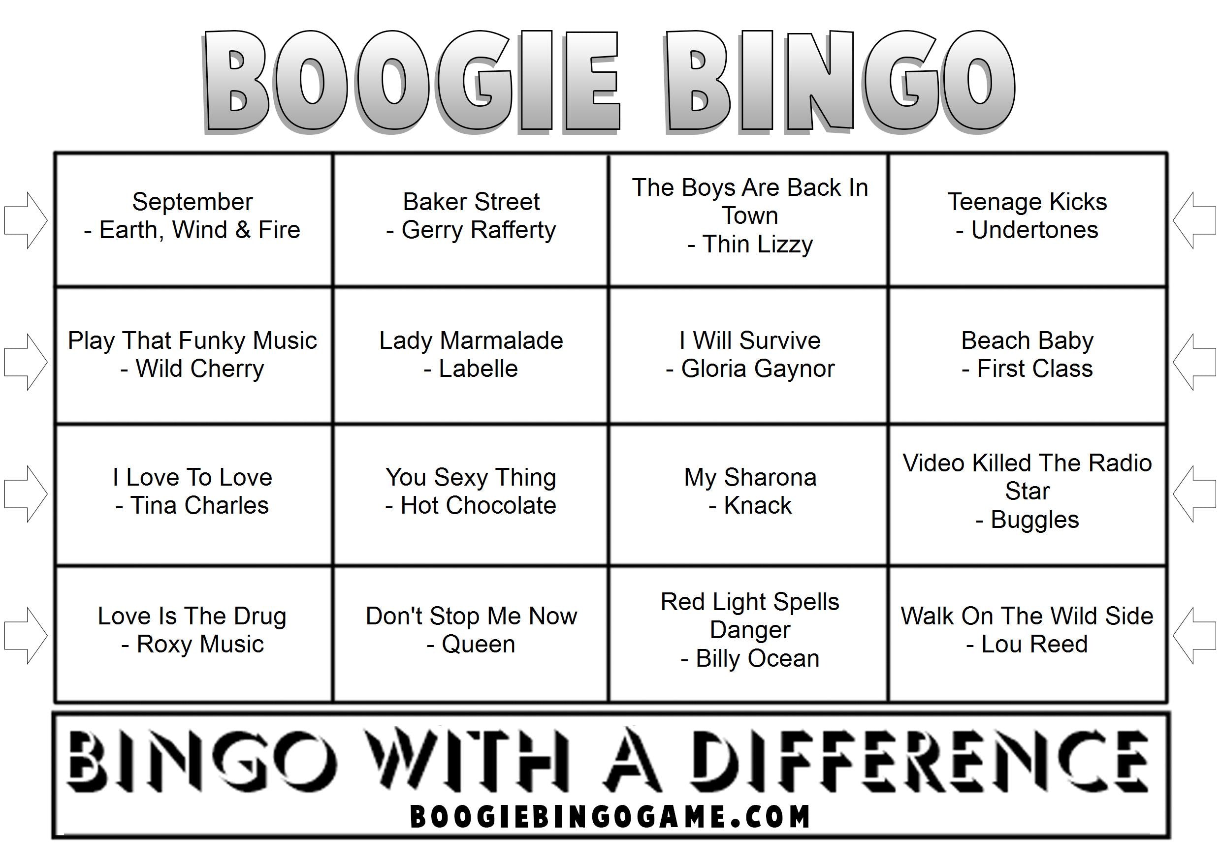 Game 4 | 70s Hits | Boogie Bingo | Printable Music Bingo Tickets