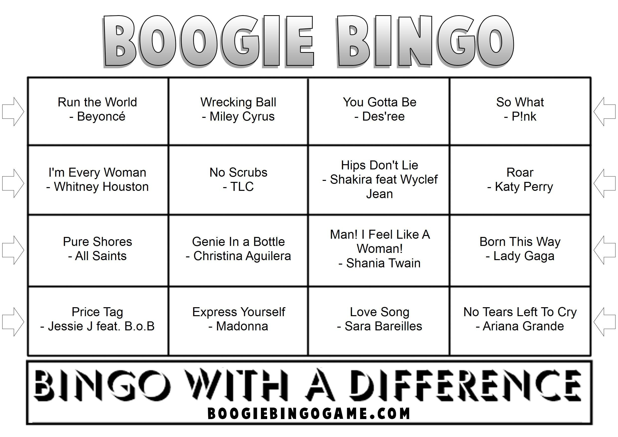 Game 51 | Girl Power | Boogie Bingo | Printable Music Bingo Tickets