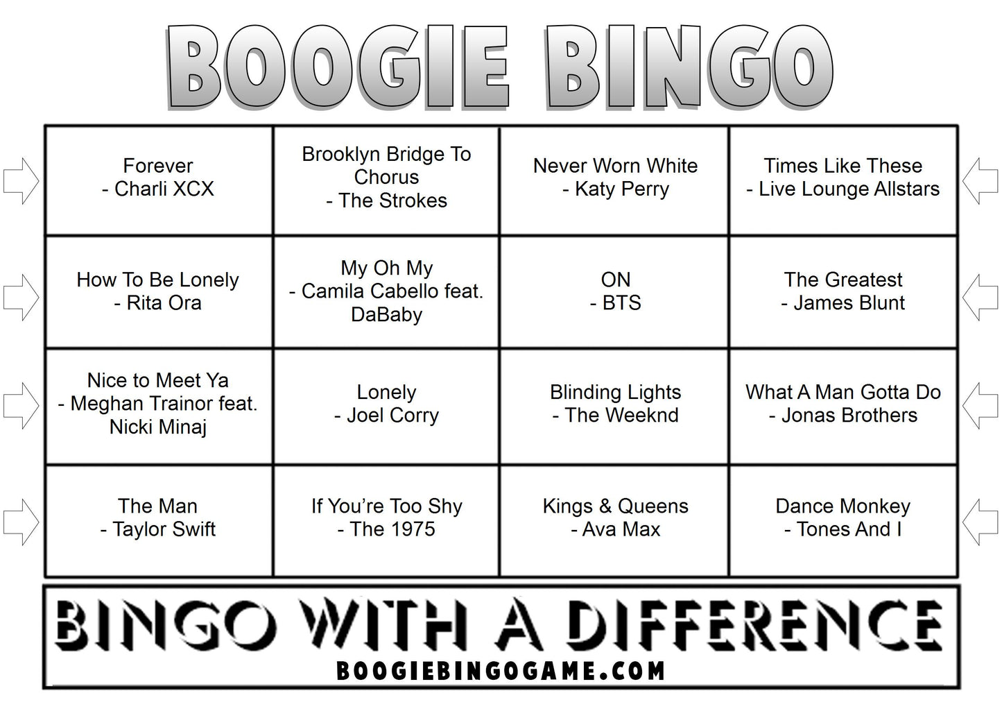 Game 68 | Best of Apr 2020 | Boogie Bingo | Printed Music Bingo Tickets