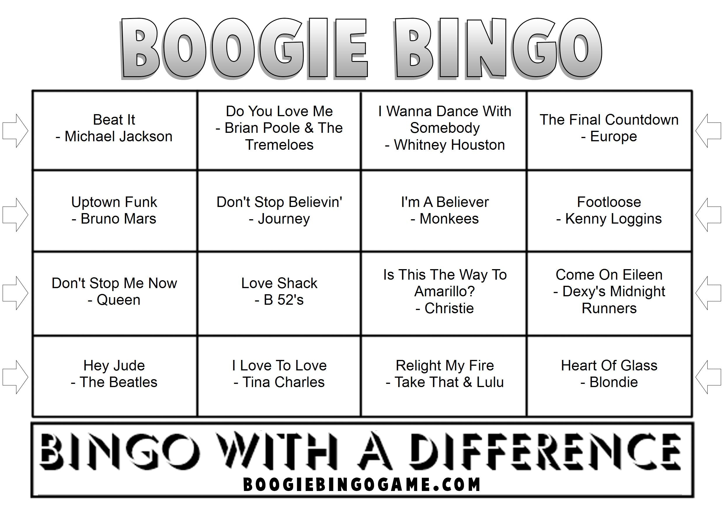 Game 24 | Sing-A-Long Classics | Boogie Bingo | Printable Music Bingo Tickets