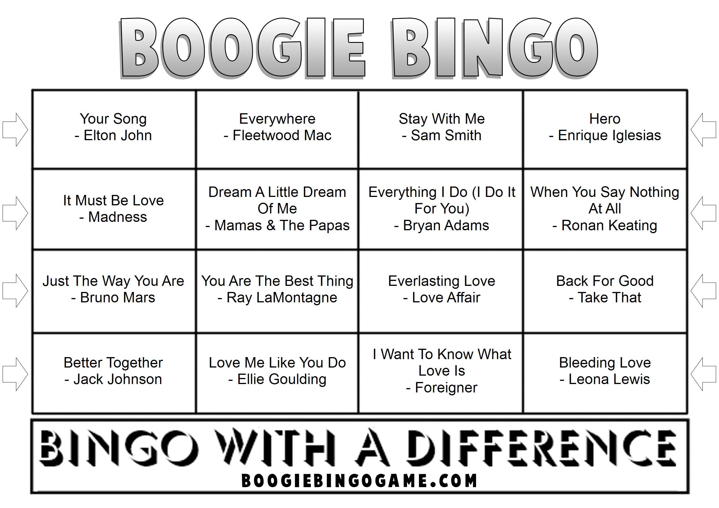 Game 31 | St Valentines | Boogie Bingo | Printable Music Bingo Tickets