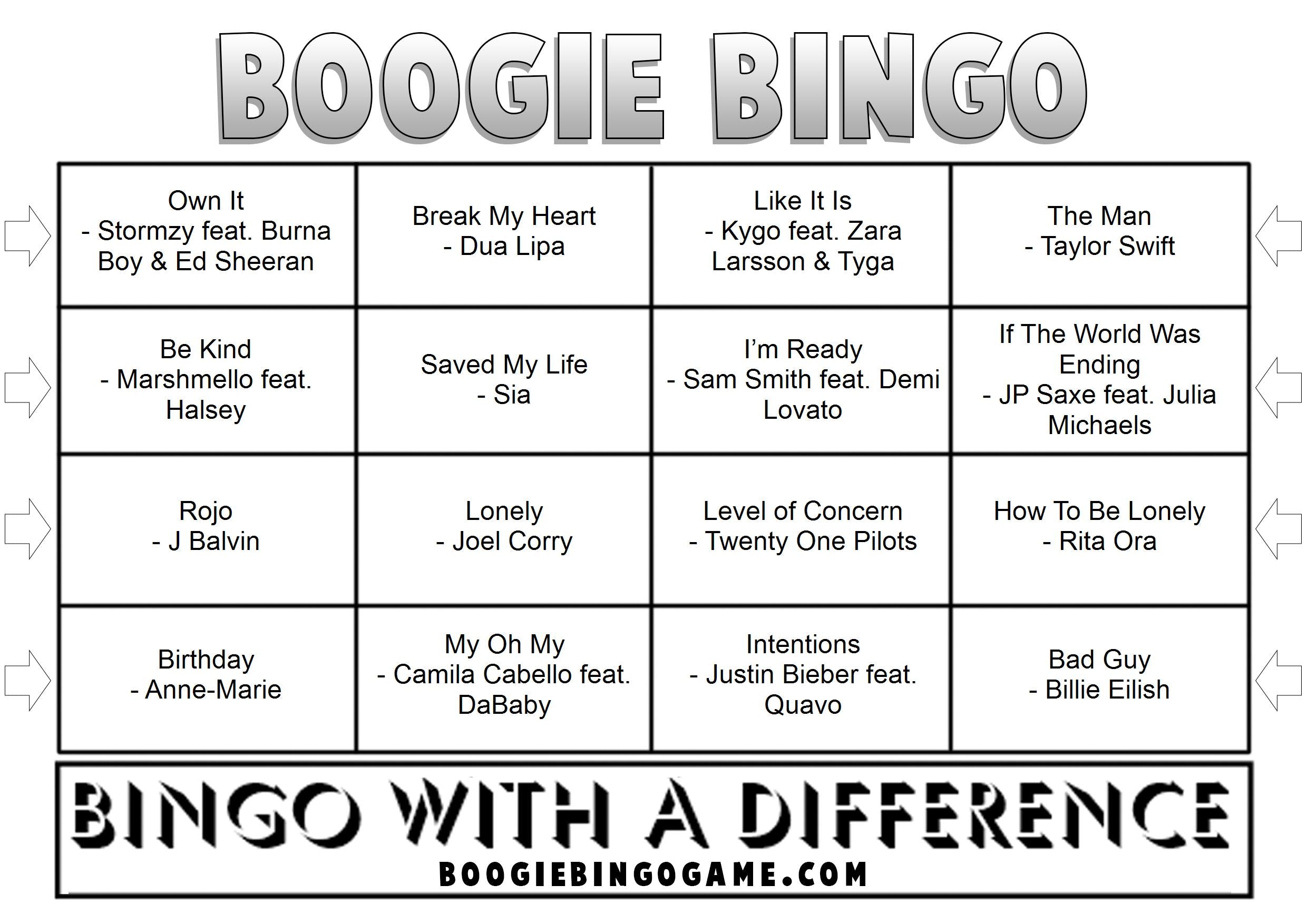 Game 68 | Best of Apr 2020 | Boogie Bingo | Printable Music Bingo Tickets