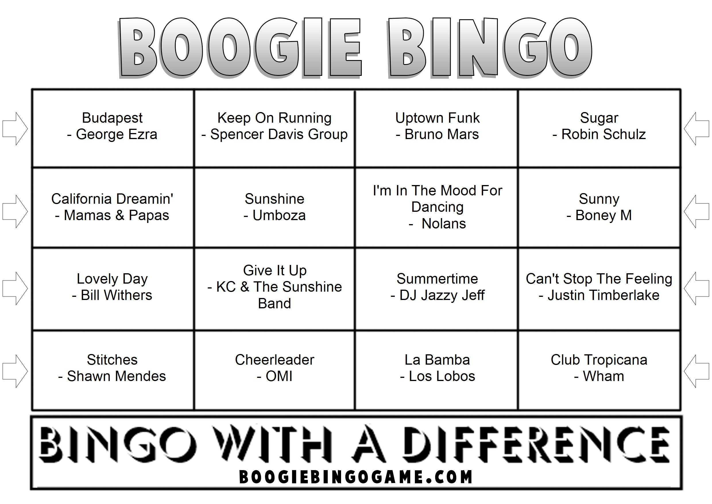 Game 20 | Summertime | Boogie Bingo | Printable Music Bingo Tickets