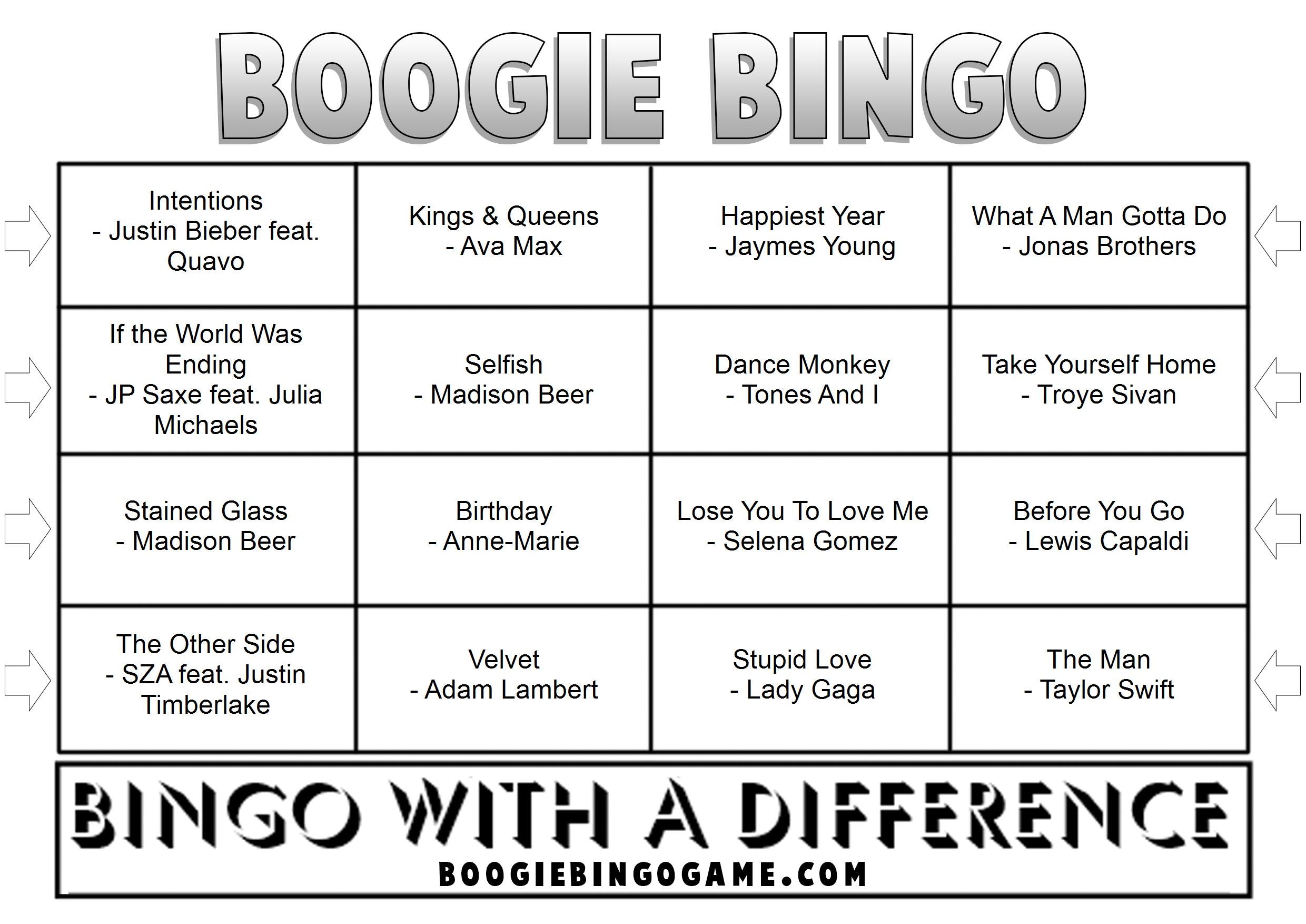 Game 63 | Best of Mar 2020 | Boogie Bingo | Printable Music Bingo Tickets