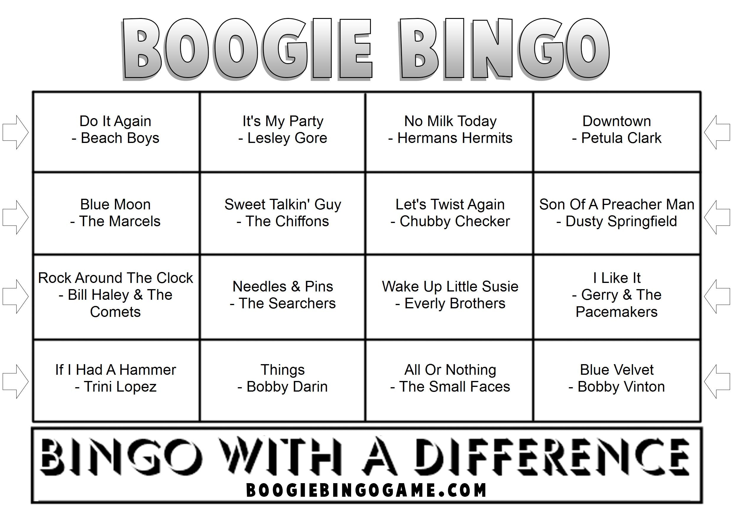 Game 21 | Golden Oldies | Boogie Bingo | Printable Music Bingo Tickets