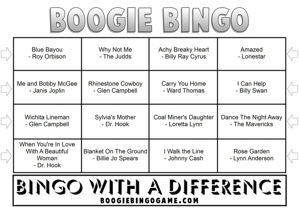 Game 48 | Country Classics | Boogie Bingo | Printable Music Bingo Tickets