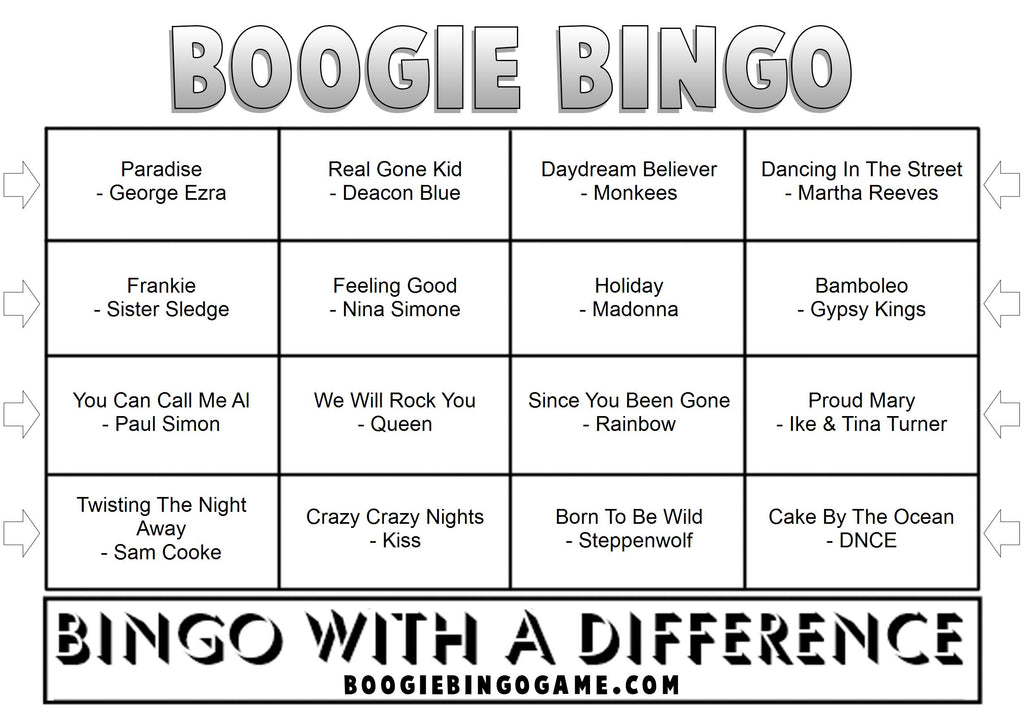 Game 14 | Boogie Bingo | Printable Music Bingo Tickets