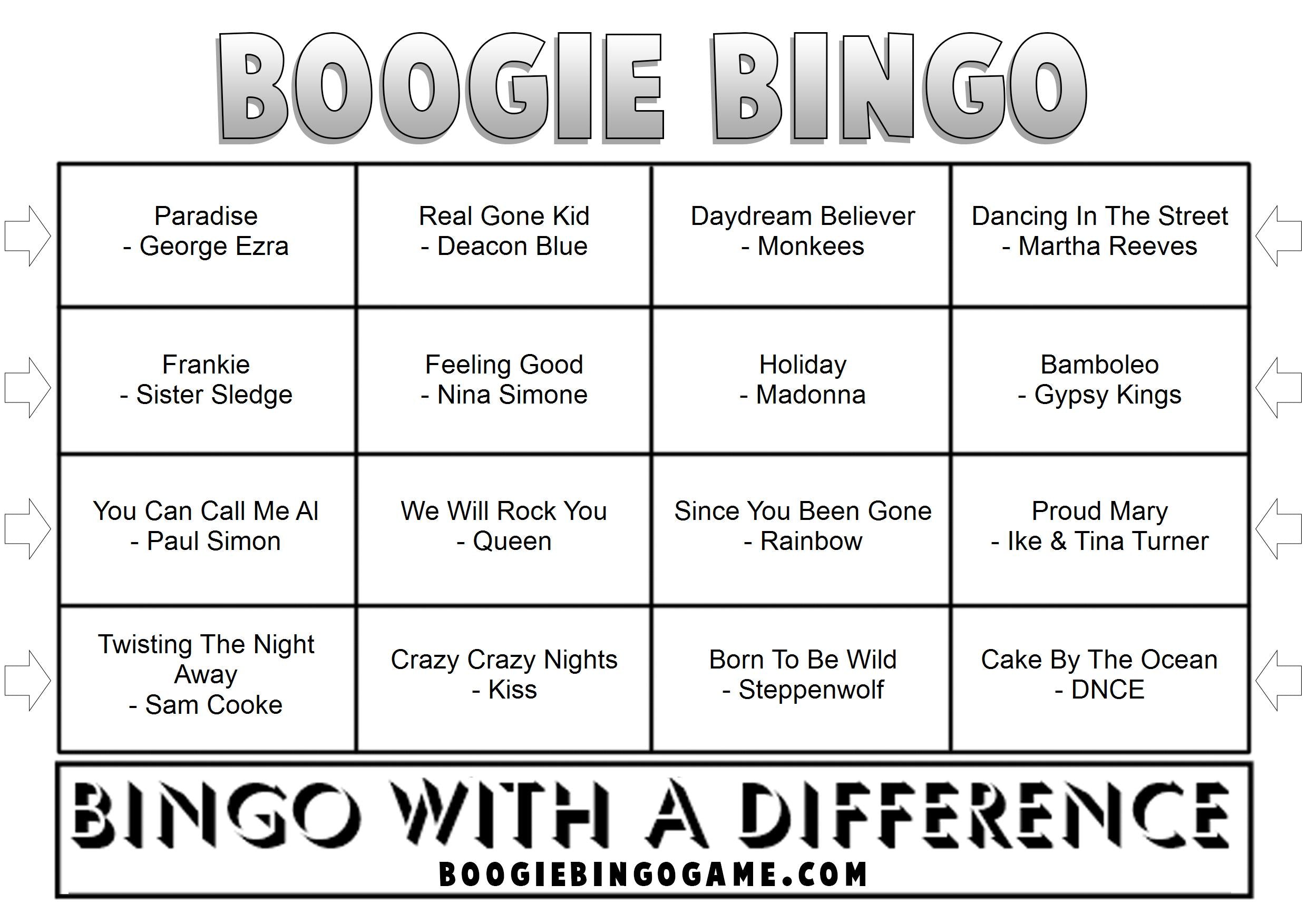 Game 14 | Boogie Bingo | Printable Music Bingo Tickets
