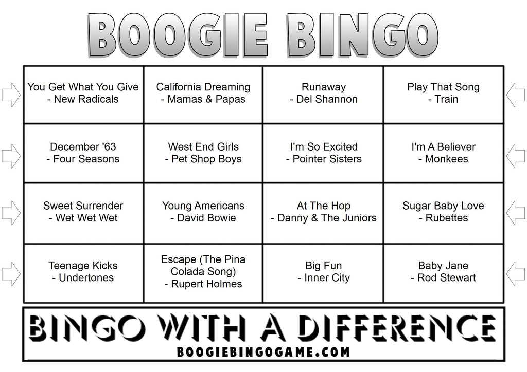 Game 27 | Boogie Bingo | Printable Music Bingo Tickets