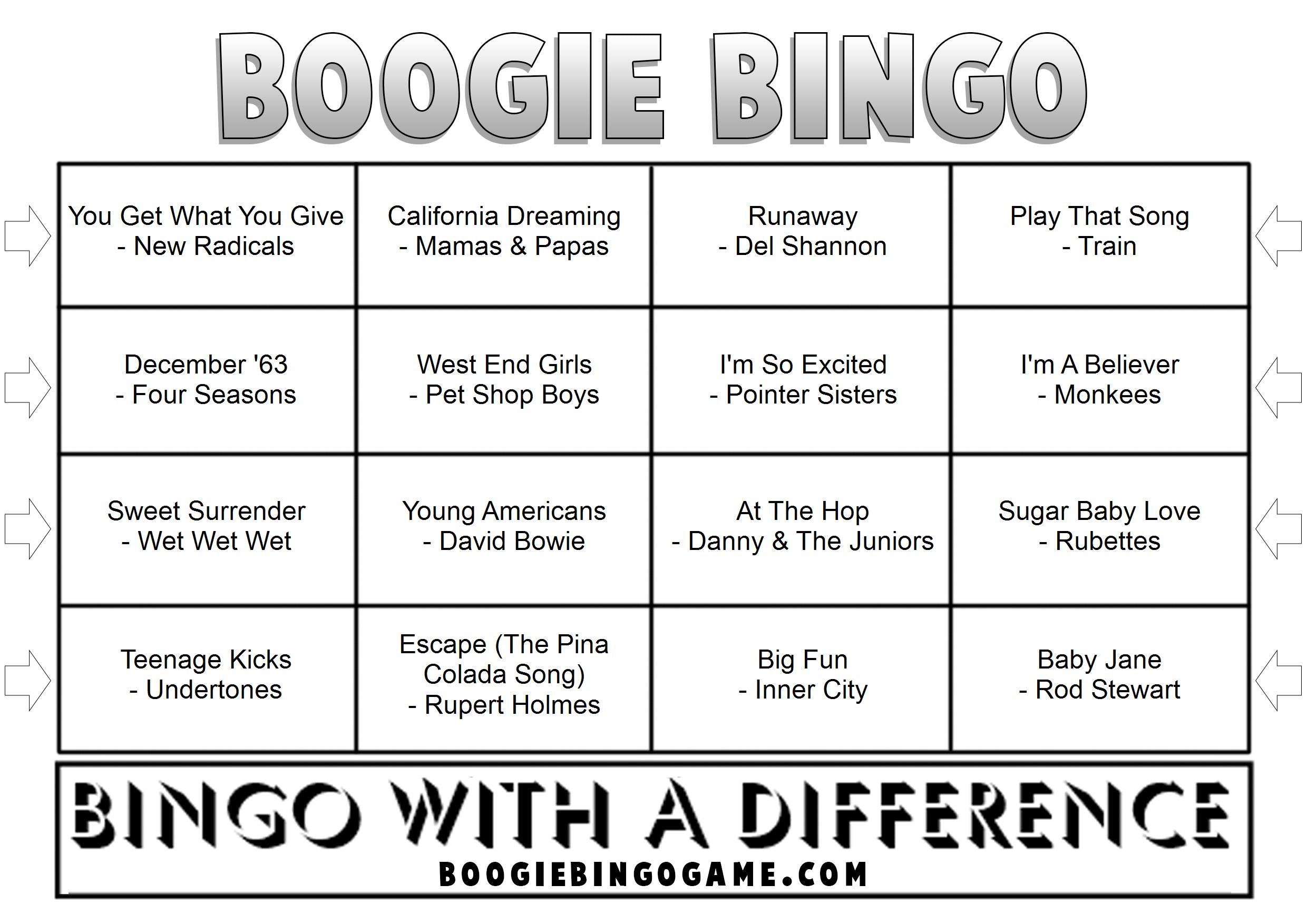 Game 27 | Boogie Bingo | Printable Music Bingo Tickets