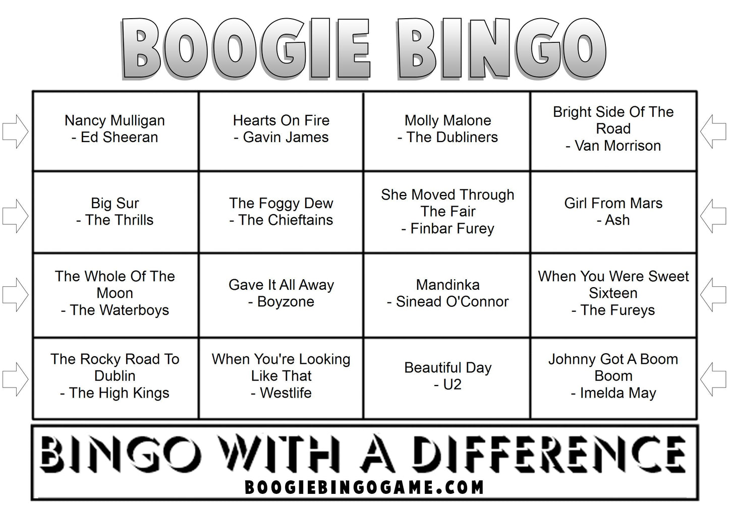 Game 32 | St Patricks | Boogie Bingo | Printed Music Bingo Tickets