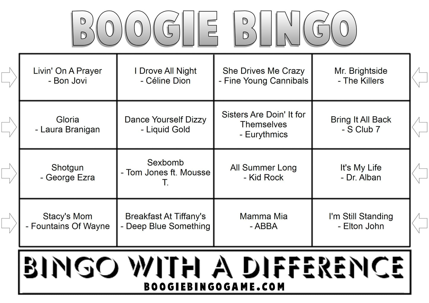 Game 101 | Non Stop Bangers | Boogie Bingo | Printable Music Bingo Tickets