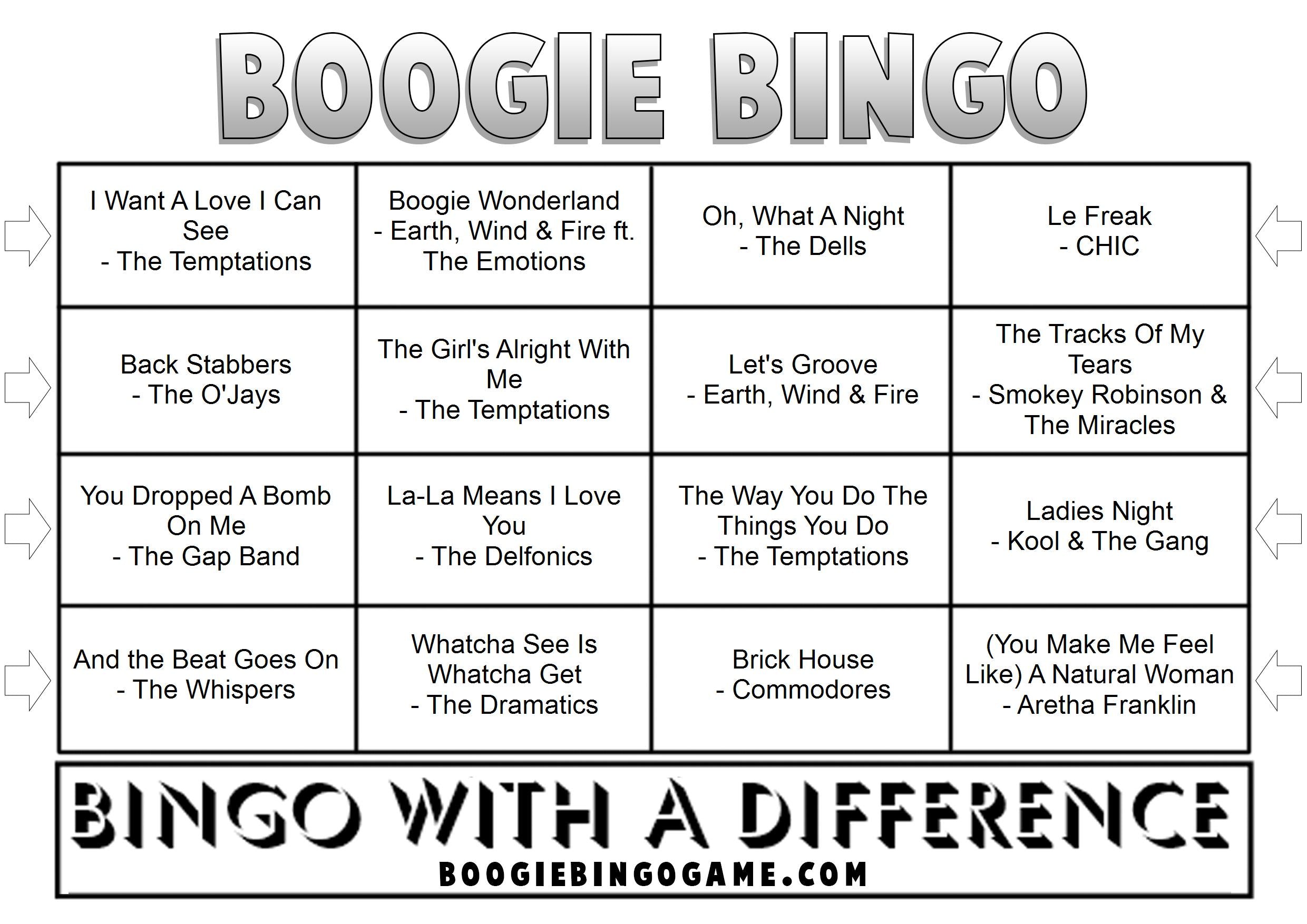 Game 77 | Soulful Hits | Boogie Bingo | Printable Music Bingo Tickets