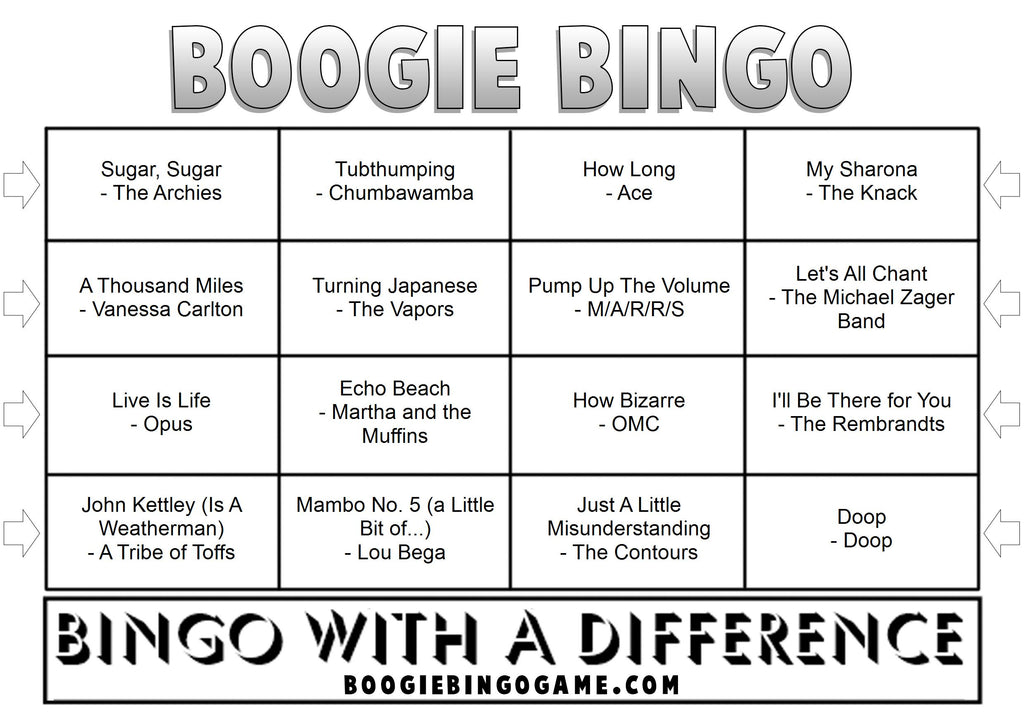 Game 85 | One Hit Wonders | Boogie Bingo | Printable Music Bingo Tickets