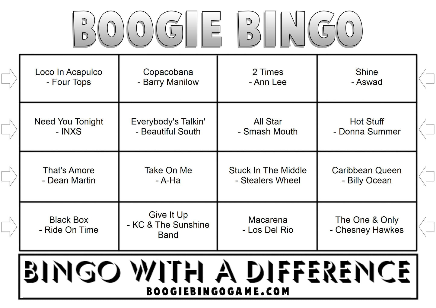 Game 7 | Boogie Bingo | Printable Music Bingo Tickets
