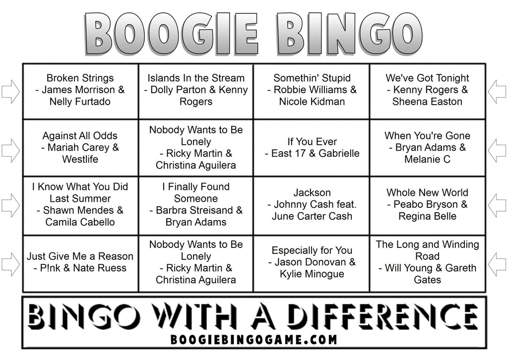 Game 66 | Duets | Boogie Bingo | Printable Music Bingo Tickets