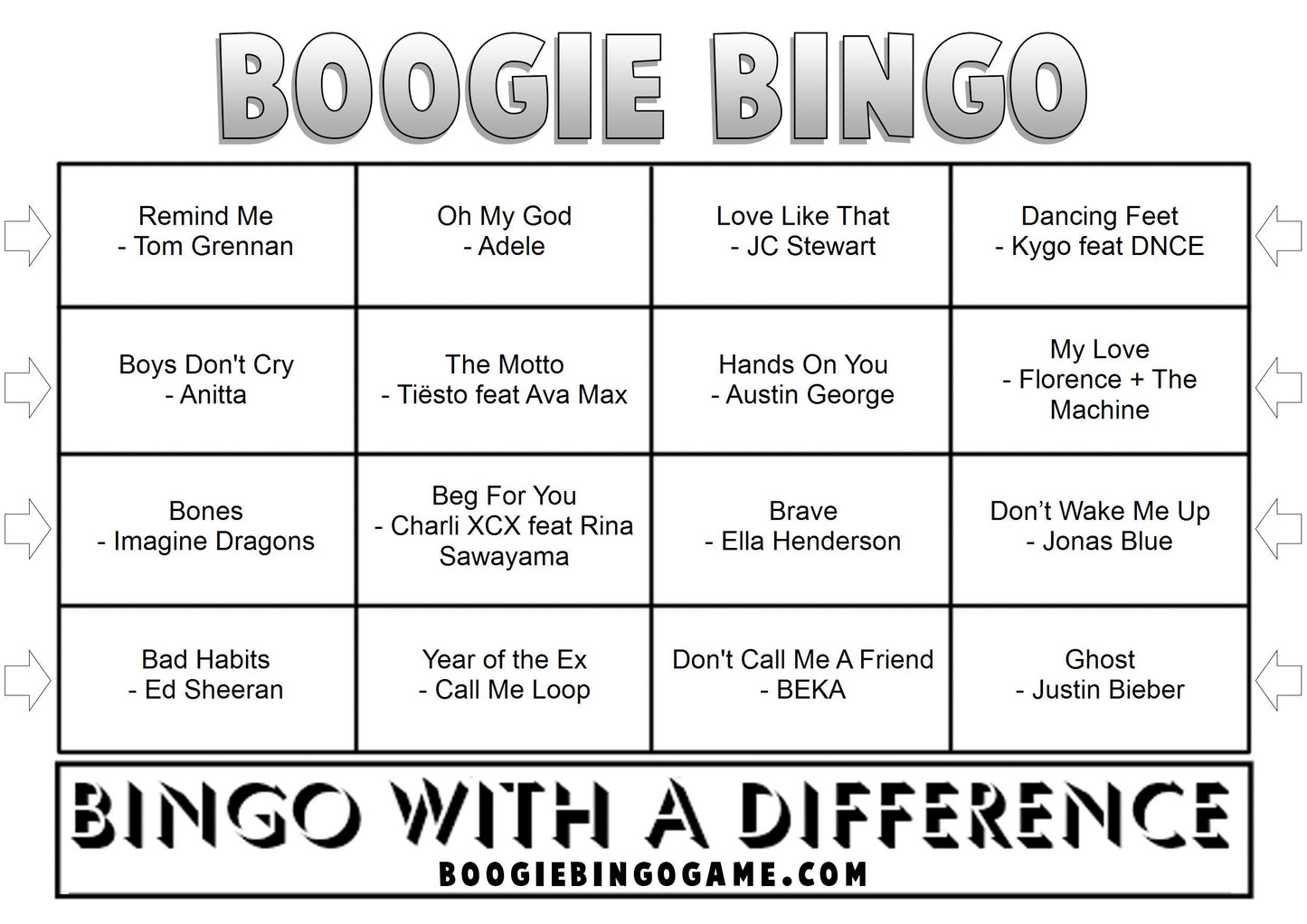 Game 78 | Hot Hits 2022 | Boogie Bingo | Printable Music Bingo Tickets