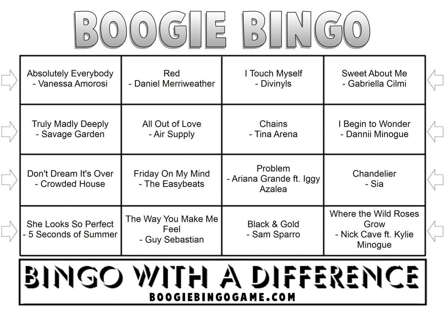 Game 104 | Land Down Under | Australia Day | Boogie Bingo | Printable Music Bingo Tickets