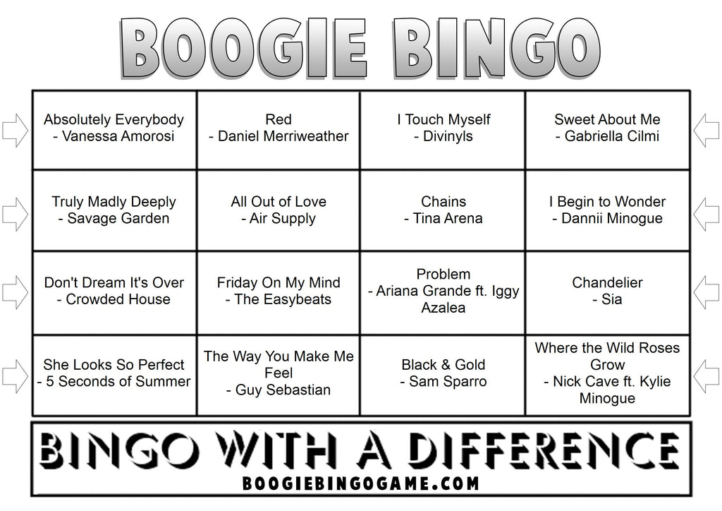 Game 104 | Land Down Under | Australia Day | Boogie Bingo | Printable Music Bingo Tickets